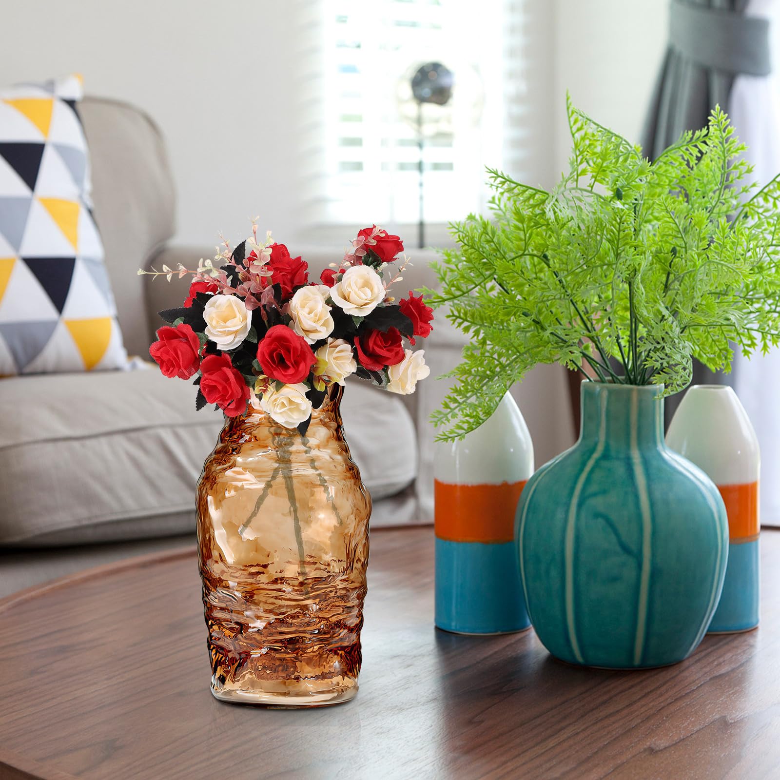 Vaso di Vetro per Fiori, Vaso da Tavolo Decorativo per Casa e Ufficio