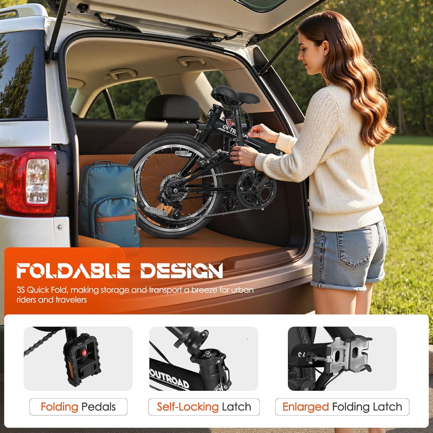 20 inch Folding Bike, 7-Speed Lightweight Foldable Bicycle,Compact Commuter City Bike with Adjustable Stem&Seat,Portable Collapsible Bike for Adults/Men/Women,White,Pink,Black,Blue