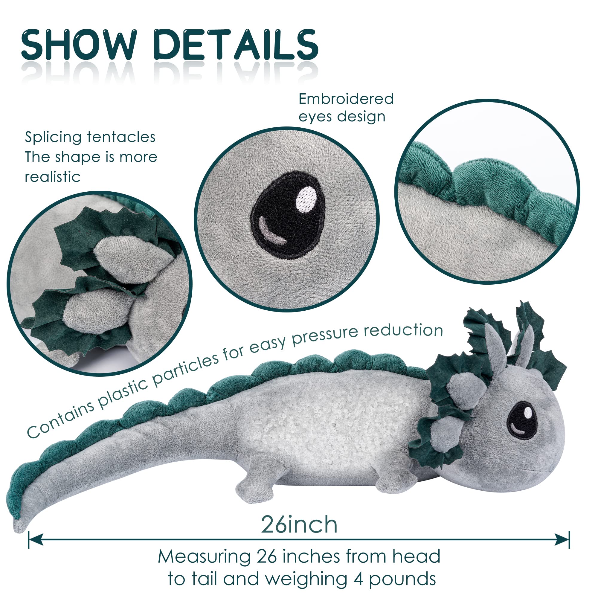Bombing new work Realistic Weighted Axolotl Plush 4 lbs, Portion
