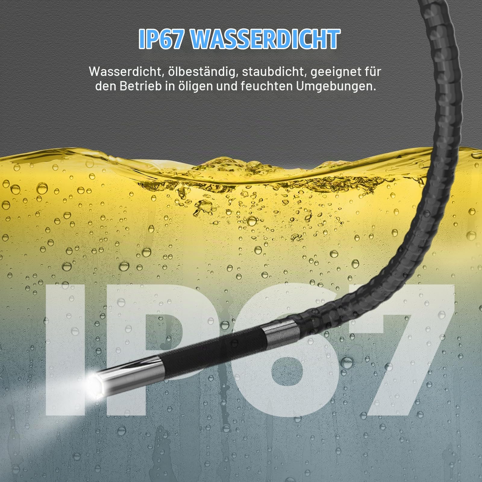 Endoskopkamera mit Licht und 4 Zoll Bildschirm,𝟏𝟎𝟖𝟎𝐏 𝐇𝐃 𝐈𝐏𝟔𝟕 𝟔 𝐋𝐄𝐃 Endoskopkamera mit 32GB SD Karte, Inspektionskamera für Automobil-, HVAC- und Mechanikbereich.