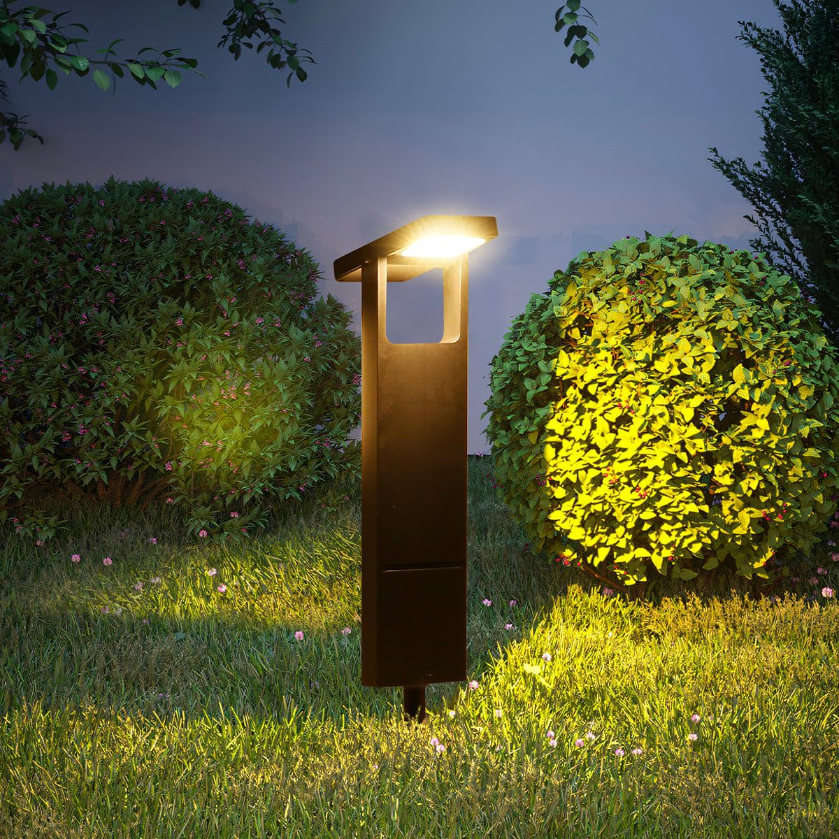 Lumisky Lote de 2 balizas solares para plantar LED blanco cálido BRITY H49 cm Luz exterior, iluminación solar para jardín camino