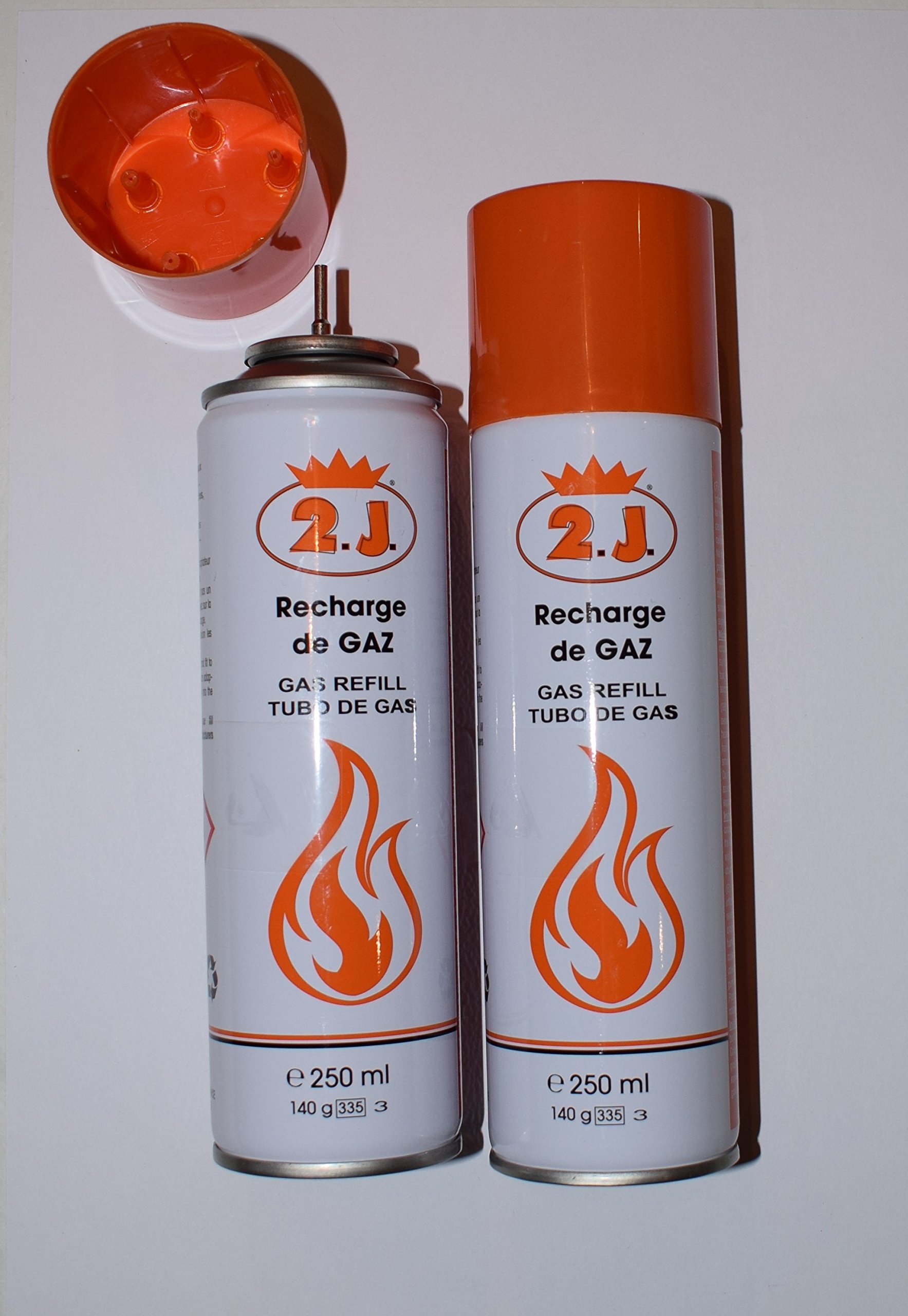 2J Lot de 12 Recharges De Gaz pour Briquet, Allume-gaz,Challumeau,Bricolage.- 250ml -