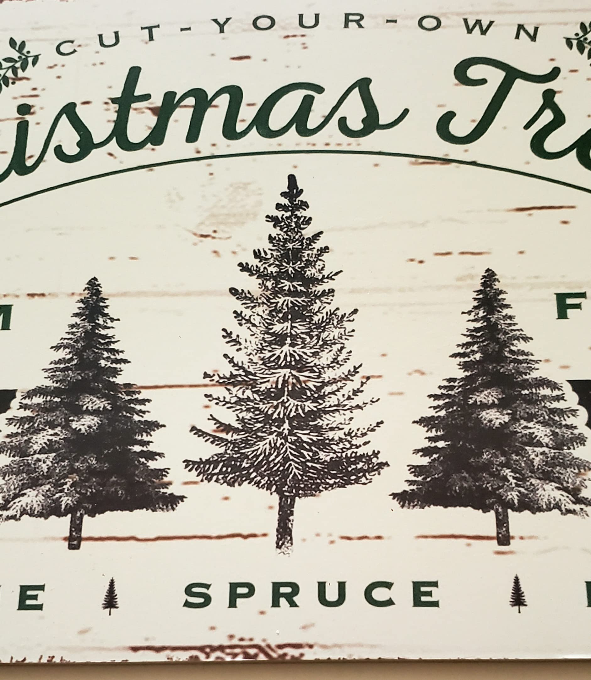Pancarte de décoration murale à suspendre avec sapins de Noël