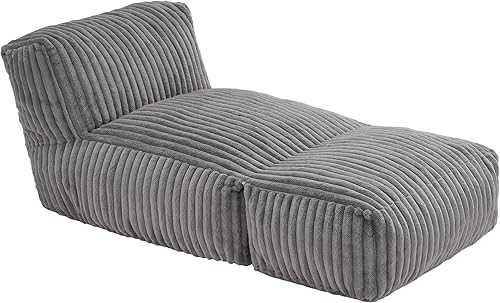 Miniatura 9 de Hobestluk Puf grande para adultos, sofá puff con relleno de espuma viscoelástica para sala de estar, dormitorio o balcón (rayas gris)