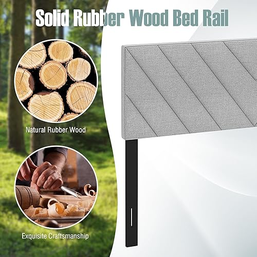 Miniatura 7 de Giantex Cabecero tapizado de lino, tablero de cama ajustable para marcos de cama de tamaño matrimonial y Queen, cabecera rectangular moderna con