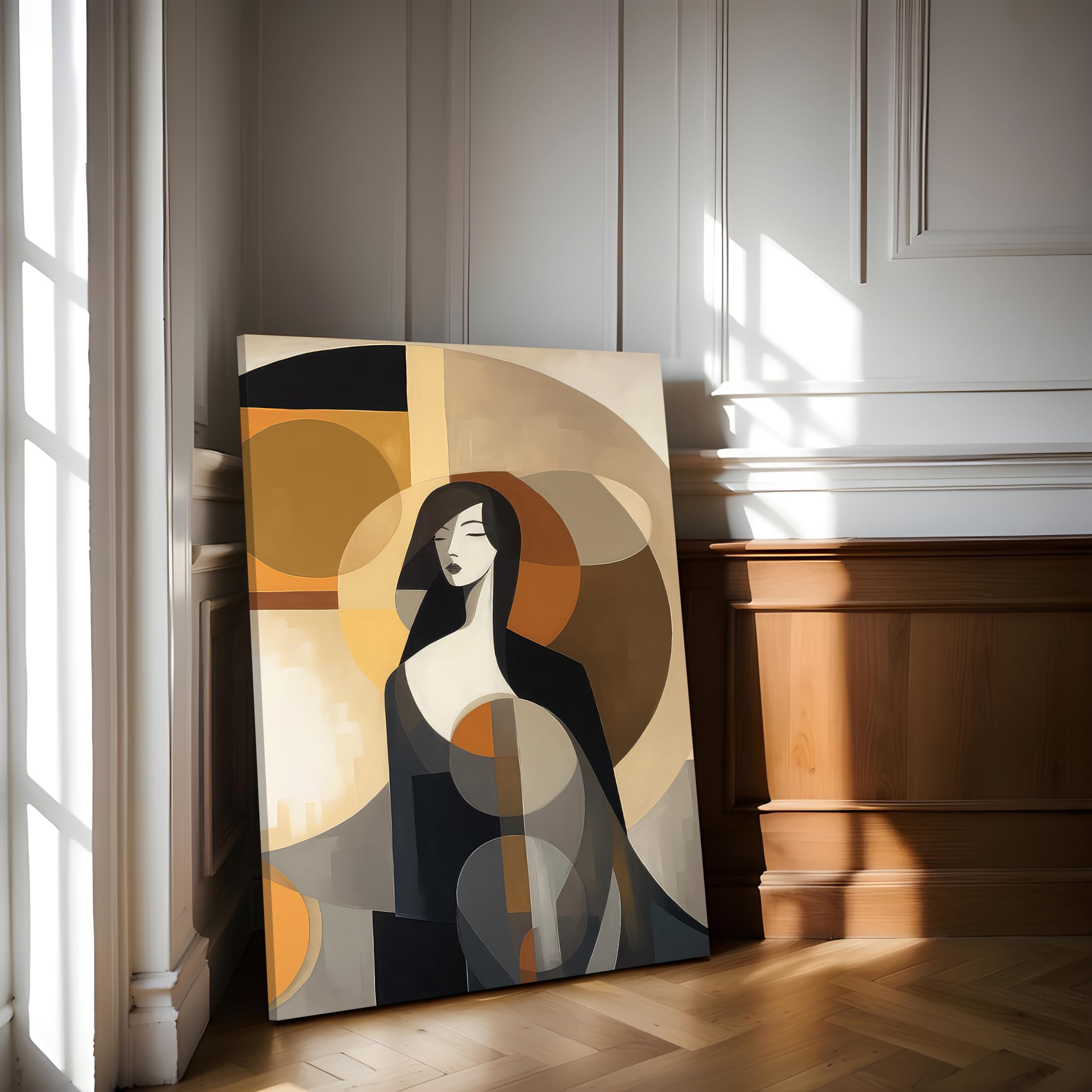 Abstract Geometric Canvas Painting - Beige, 23x35 Inch -22 Abstract Geometric Canvas Painting - Beige, 23x35 Inch -22