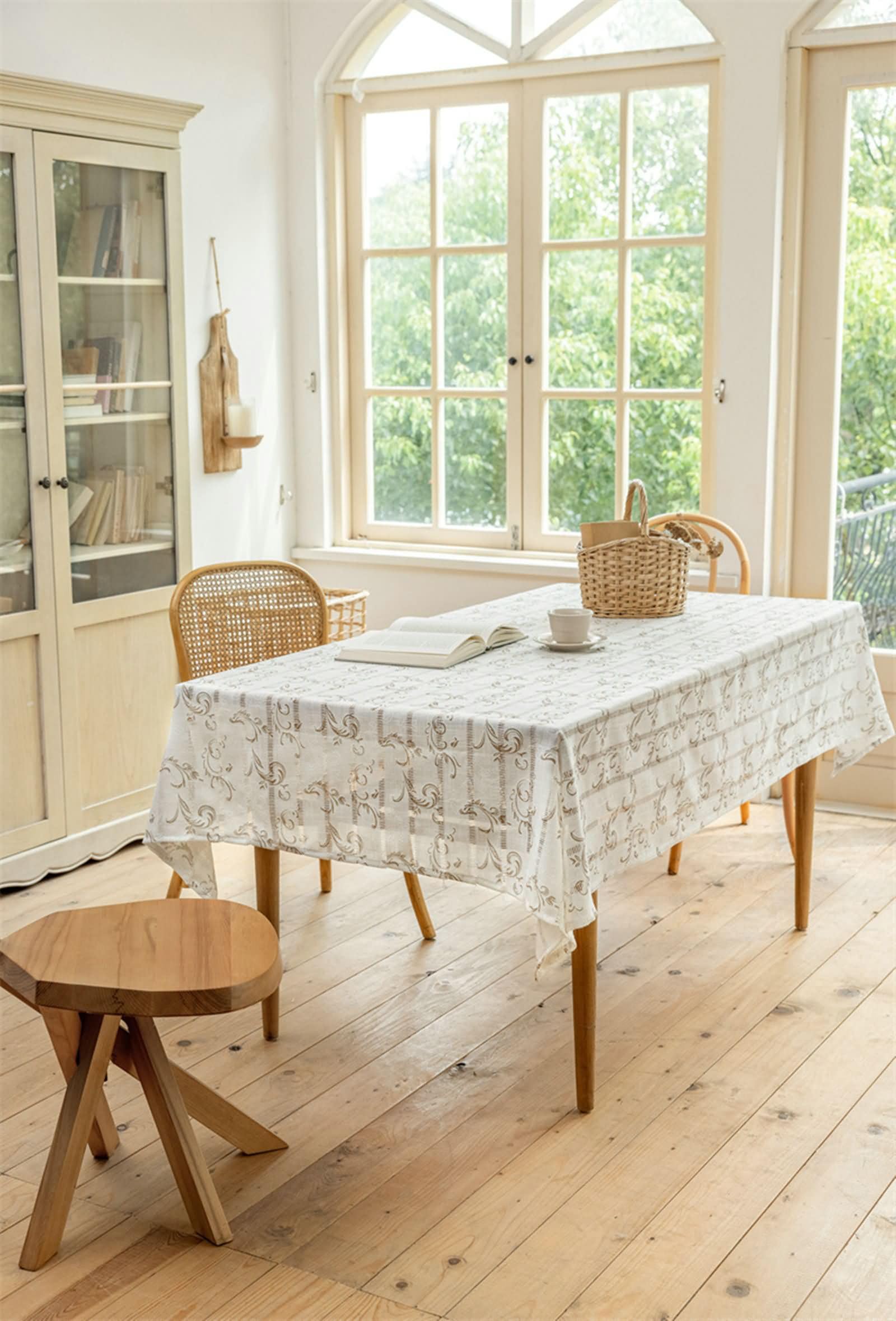 Tovaglia Decorativa Tavolo Rettangolare,135 W x 300 L CM,Tovaglia Antimacchia Moderna Poliestere Modello Della Vite Caffè Tovaglia Decorativa