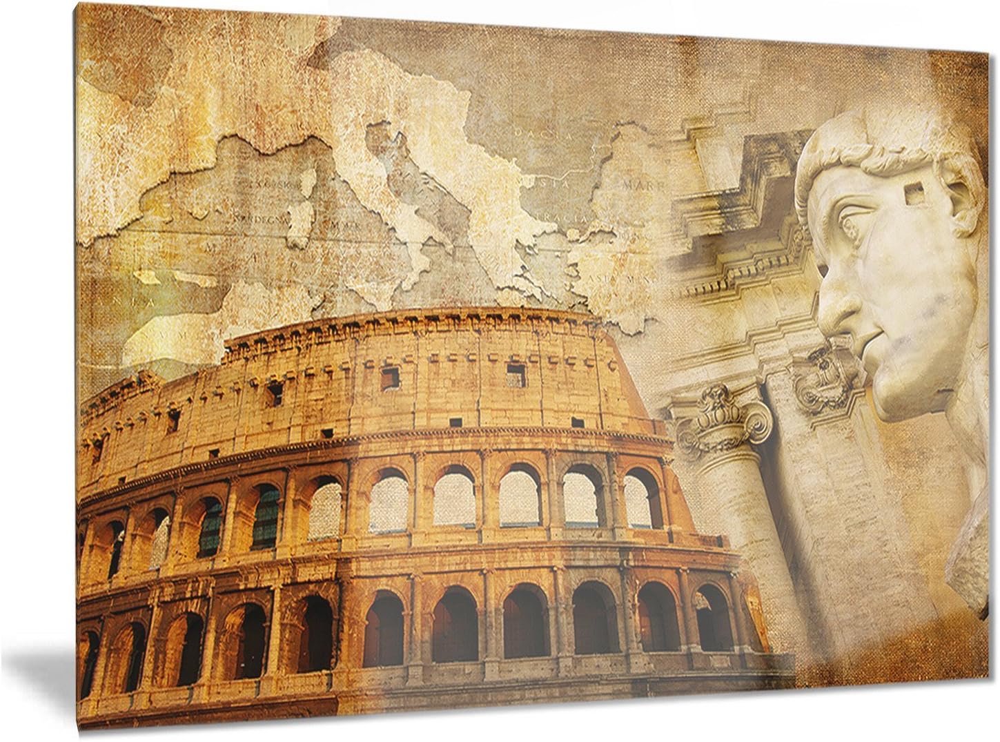 Designart Roman Empire-Digital Art Collage Metal Wall Art-MT6729-28x12, 12'' H x 28'' W x 1'' D 1P