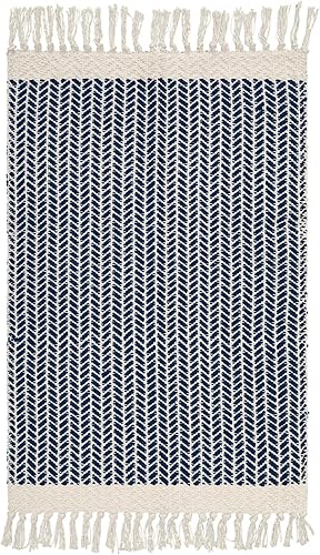 Miniatura 9 de Lahome Alfombras de baño bohemias, alfombra pequeña de 2 x 3 pies, alfombra ligera para entrada, alfombra de algodón tejida con borlas, alfombra de