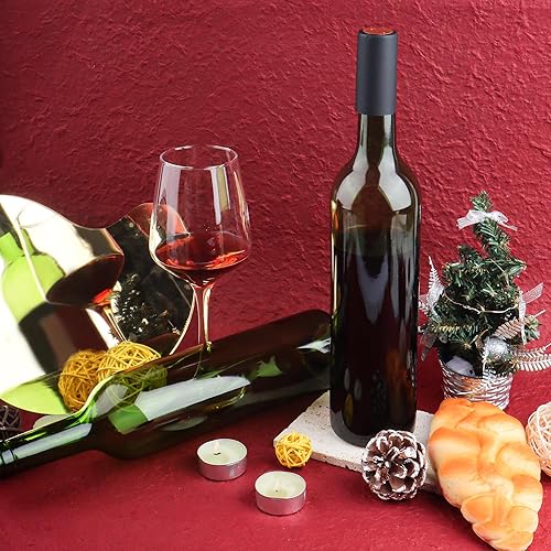 Miniatura 6 de Paquete de 8 botellas de vino de vidrio de 25.4 fl oz, botellas de vidrio verde de 25 onzas con tapas de corcho y cápsulas retráctiles de PVC,