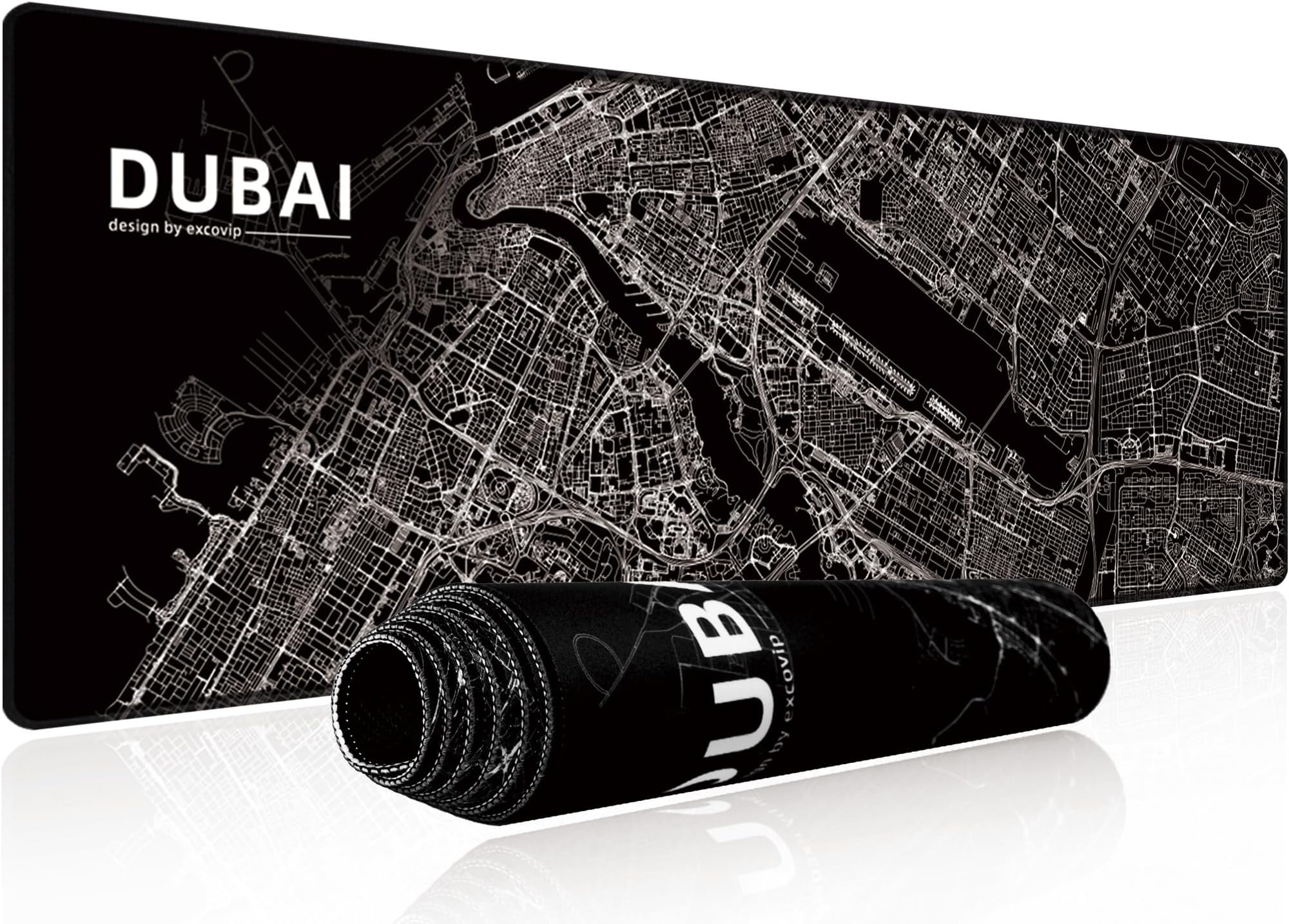 excovip Gaming Mouse Pad XL,Anti-Skid Mousepad Extended Black Large Keyboard Mouse Pad-City Road 900x300mm 0357