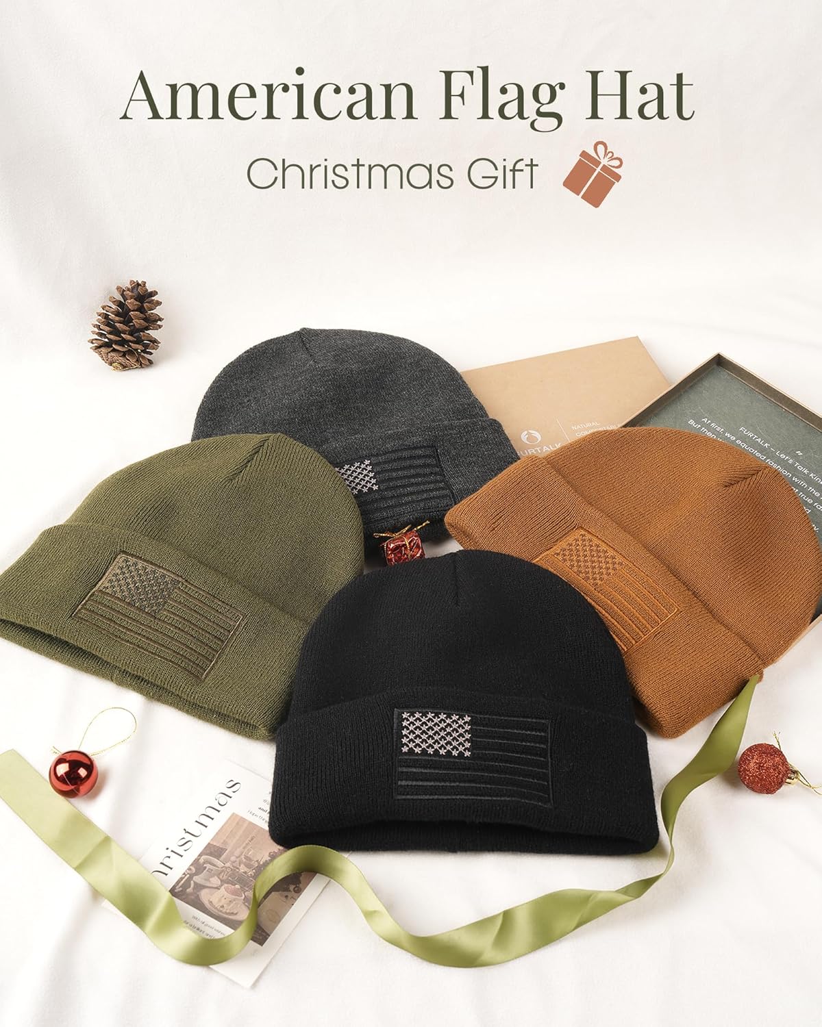 FURTALK American Flag Embroidered Beanie for Men Women Winter Hat Knitted Unisex Skull Cap - Image 4
