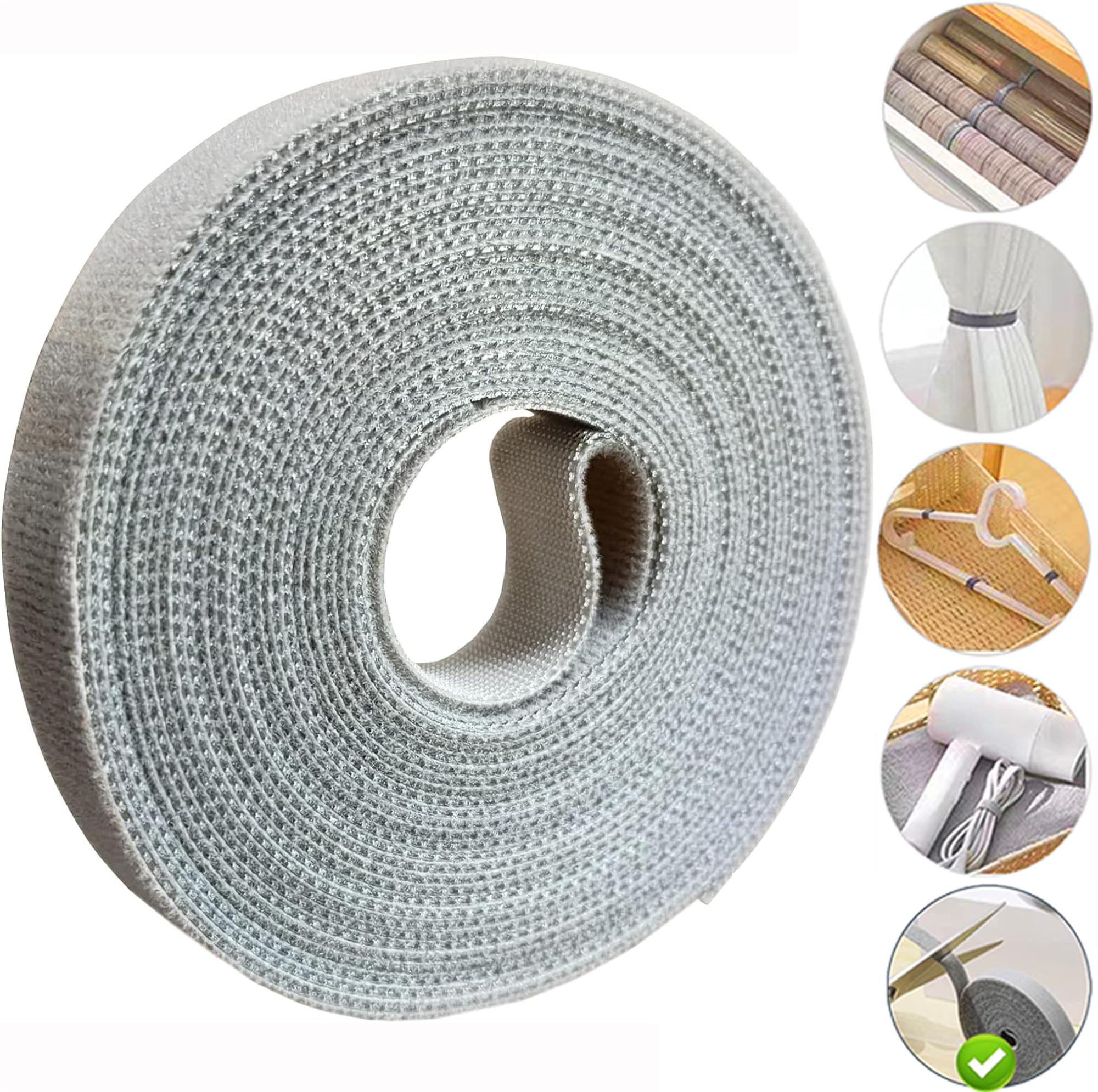 Multipurpose Cable Ties Strap, Cable Tidy Management Fastening Tape Sticky Strips Hook Loop Reusable and Flexible Wire Ties Cable Organizer for Computer, TV, Power and Other Cables 3.8Meter