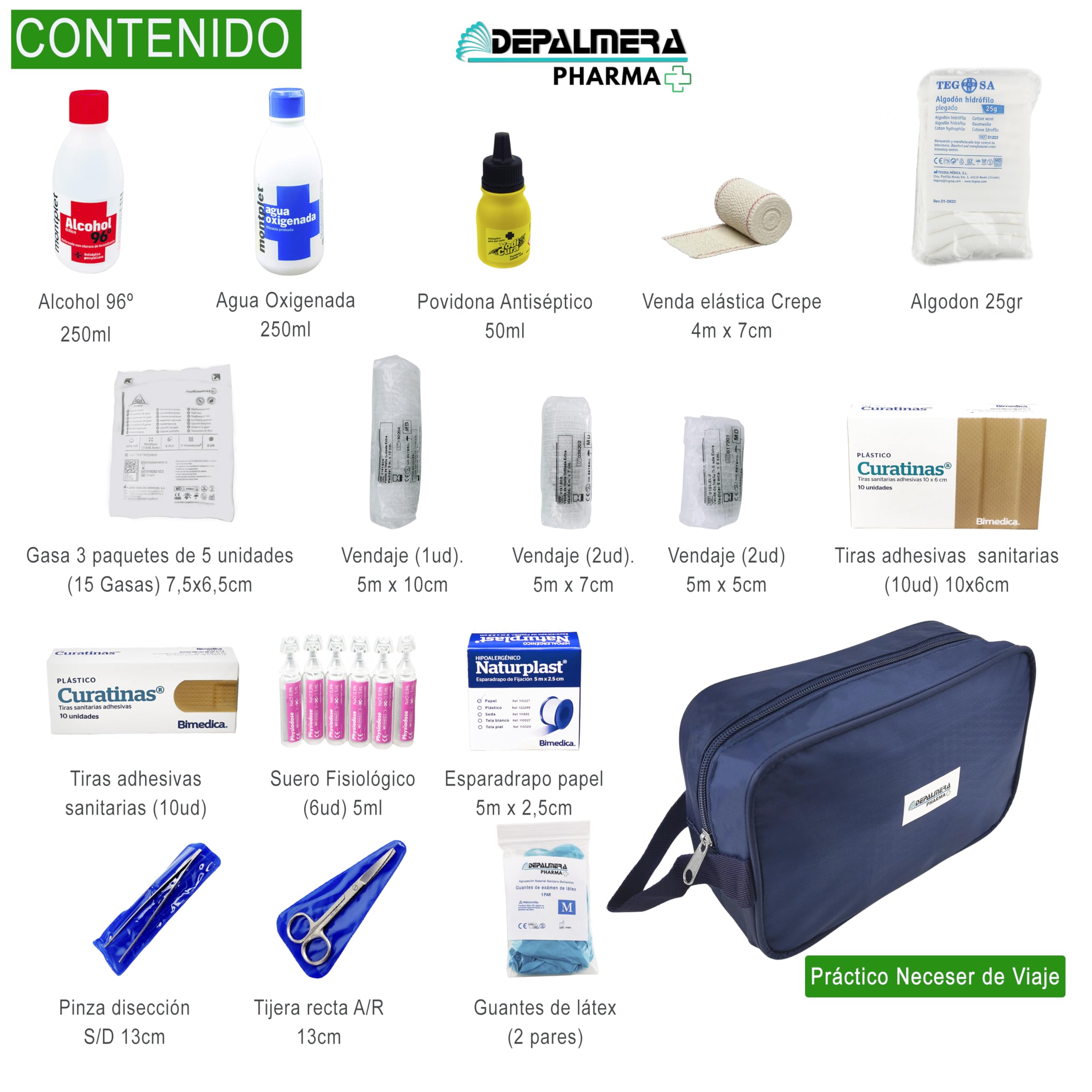 Pharma✮ Botiquin Neceser Primeros Auxilios Homologado Completo, Botiquín Primeros Auxilios Emergencia Para Viaje, Montaña, Supervivencia, Acampada, Senderismo, Casa, Coche.