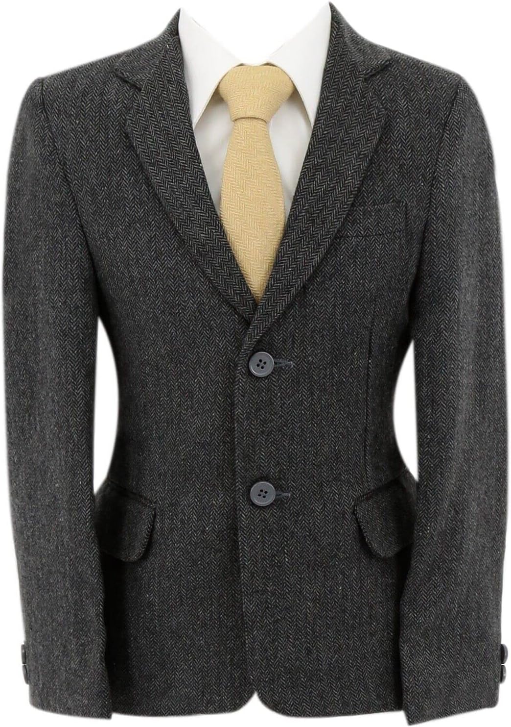 Baby Boys Herringbone Tweed Texture Blazer Formal Wedding Smart Casual Winter Suit Jacket