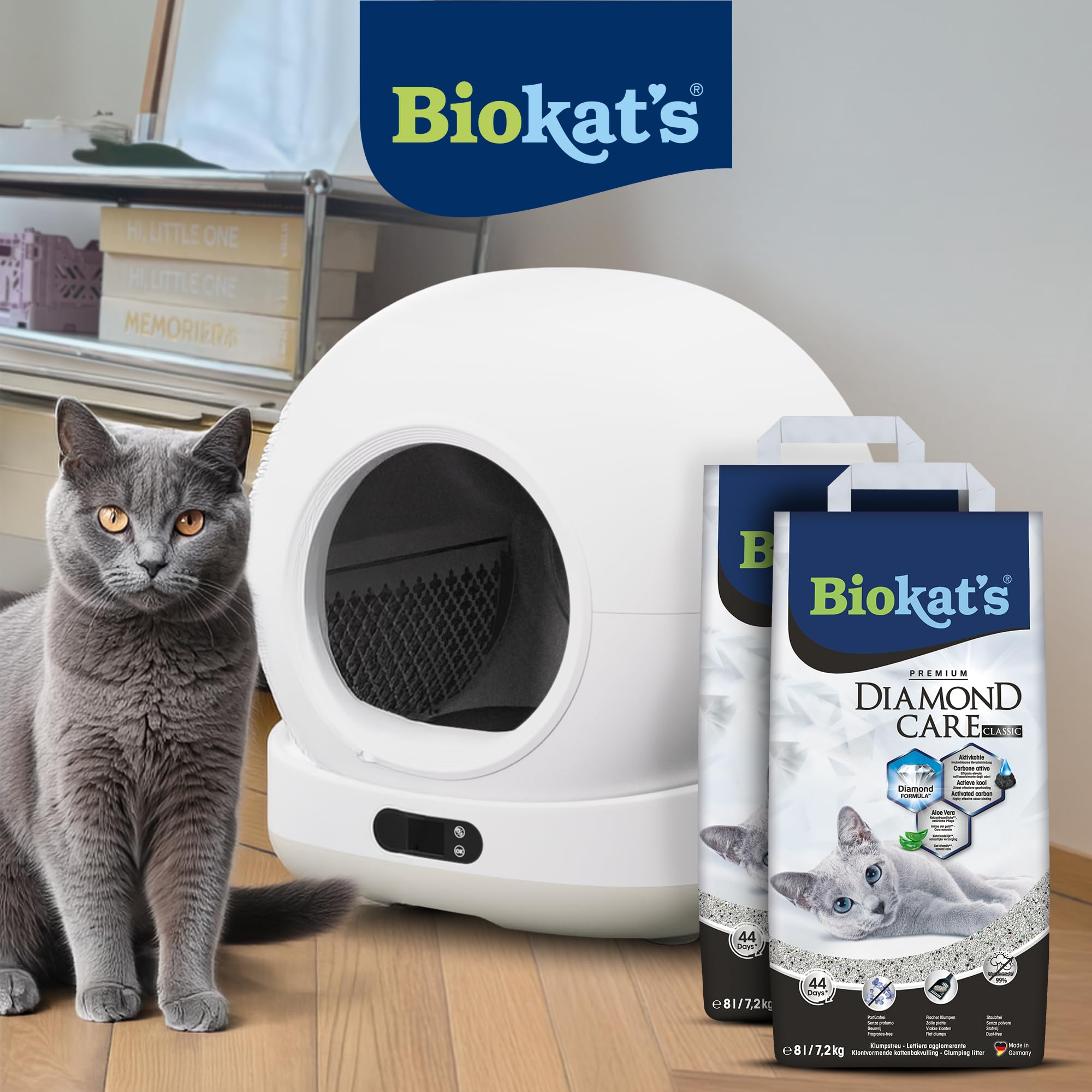 Biokat’s C1000 - Automatisches Katzenklo – Selbstreinigende Katzentoilette mit App – Inkl. Katzenklo-Matte & 3 Rollen Müllbeutel – 82 L XXL