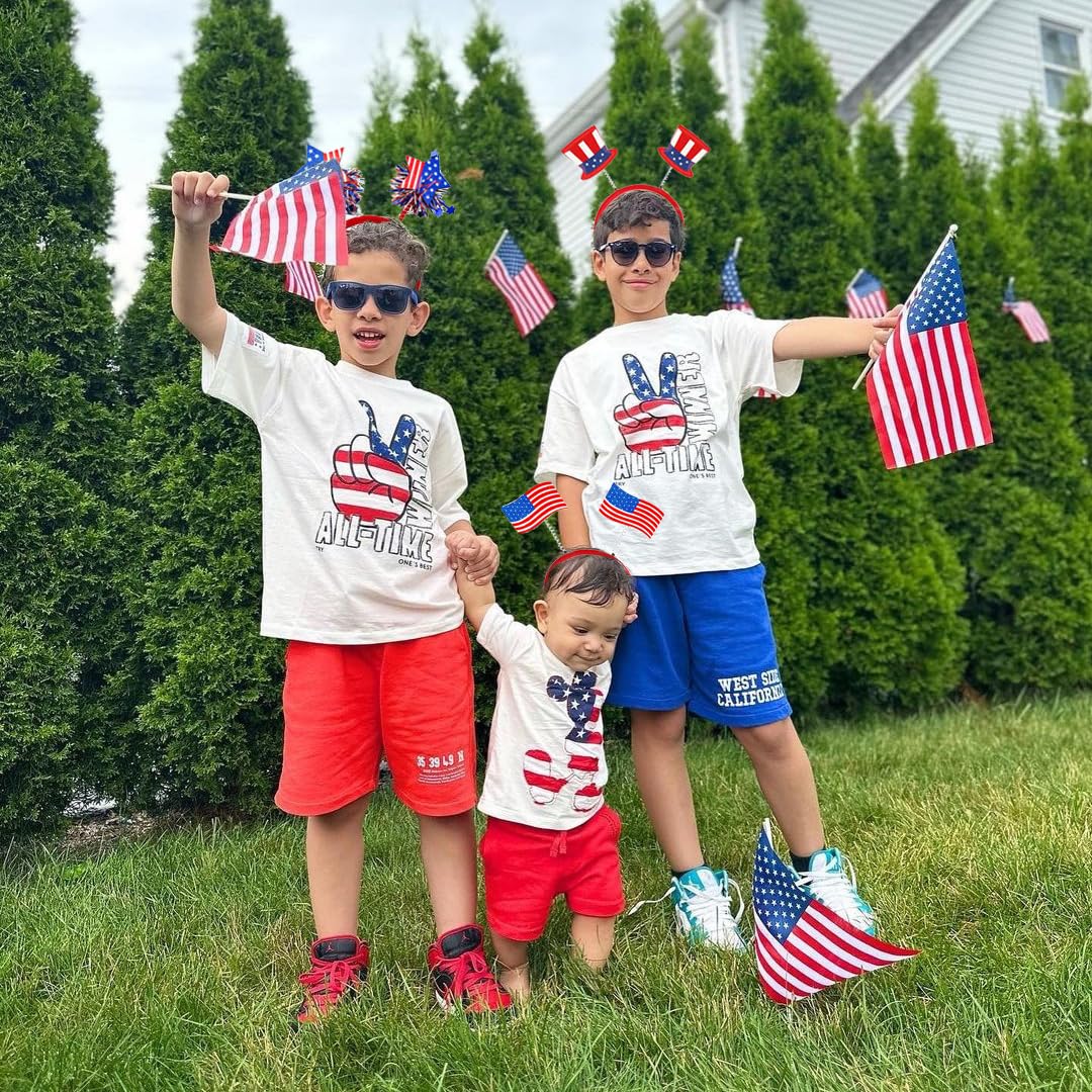 Condition photo showing Brand New for 4th of july headband 12pcs 250th anniversary patriotic headbands uncle sam hat usa flag headbands for independence day party favors fourth of july party accessories