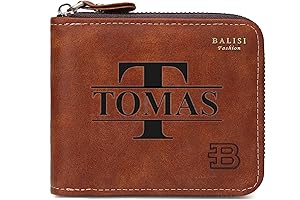Personalized Zipper Wallet for Men - Engraved Personalized Leather Wallet