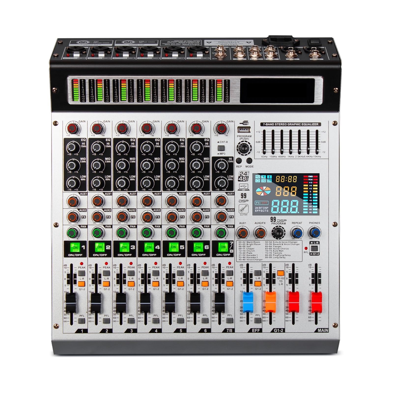 Controladora DJ, Mezclador de 8 canales, mezcla de profesional, 99 efectos digitales DSP, consola de, mezclador de DJ for escenarios de .(12-way)