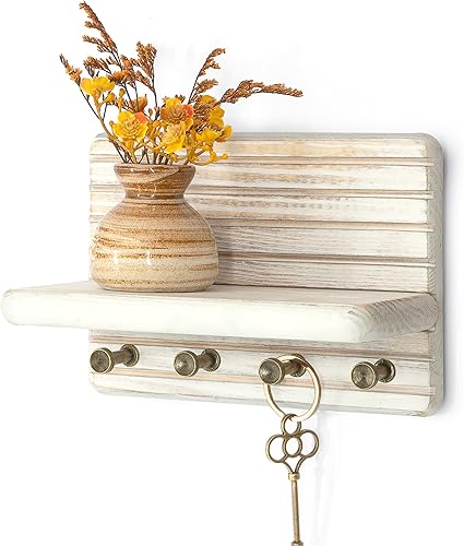 Miniatura 17 de Rebee Vision Soporte de pared para llaves de granja para decoración del hogar, soporte decorativo de madera de pino de 11 pulgadas para pared con 6
