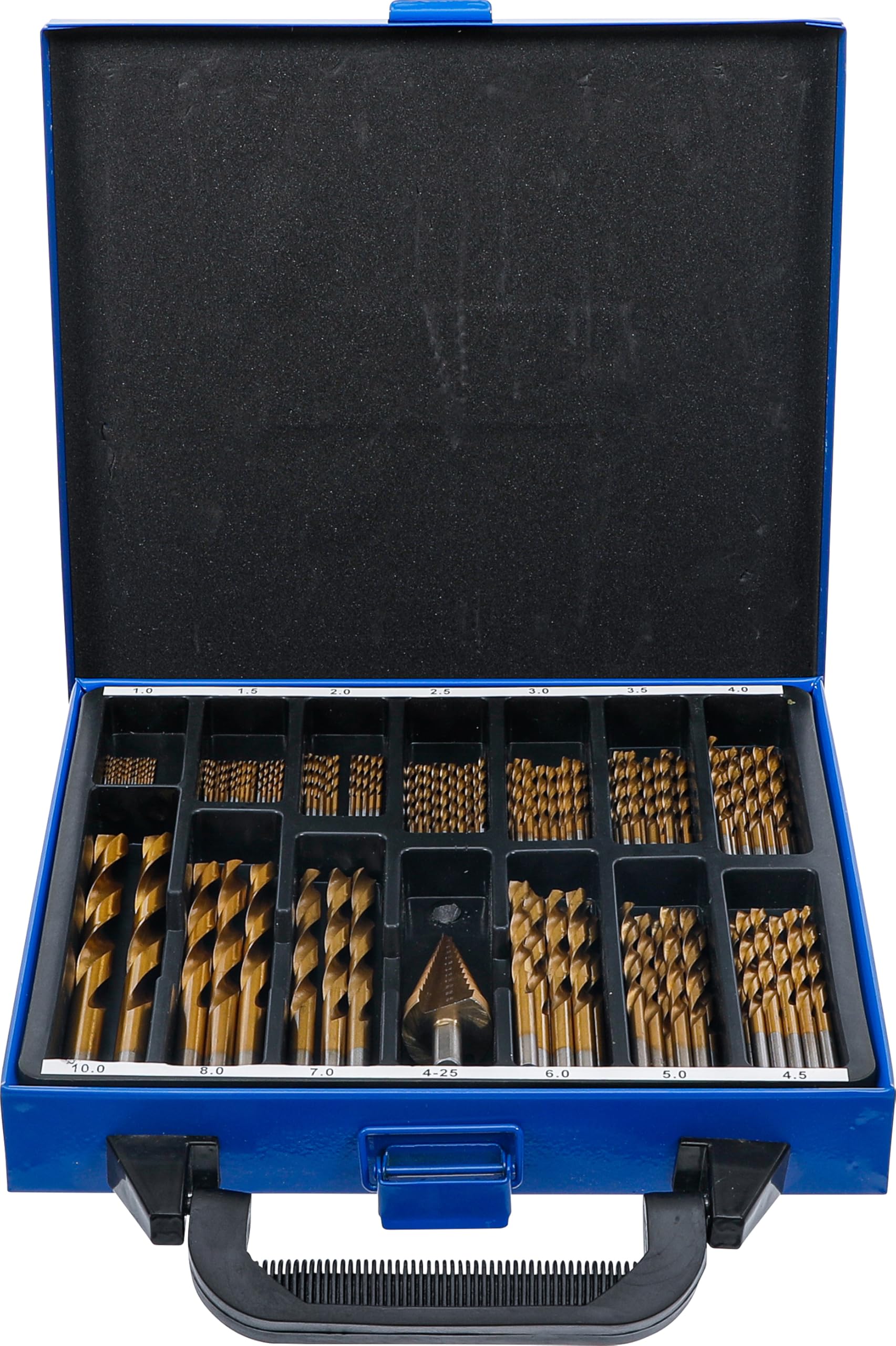 BGS 2009 | Juego de brocas espirales y escalonadas | HSS | nitrurado de titanio | 1 - 10 mm | 119 piezas