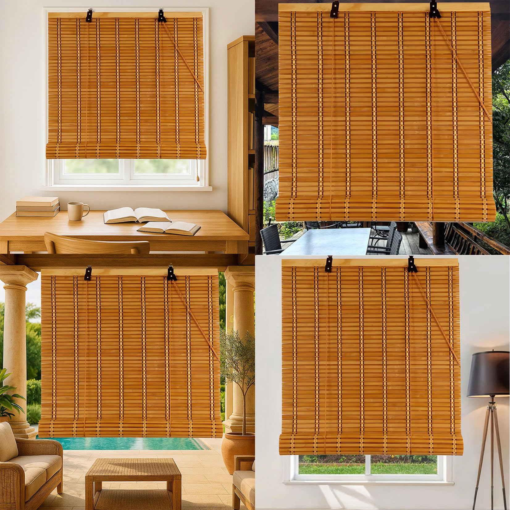 70x130cm Naturel Store Bambou RéTro Store Enrouleur en Bois,Stores Enrouleur Bambou pour IntéRieur/ExtéRieur,Tirage LatéRal,Occultant,Respirant,Respirant Rideaux DéCoratif pour FenêTre Et Porte