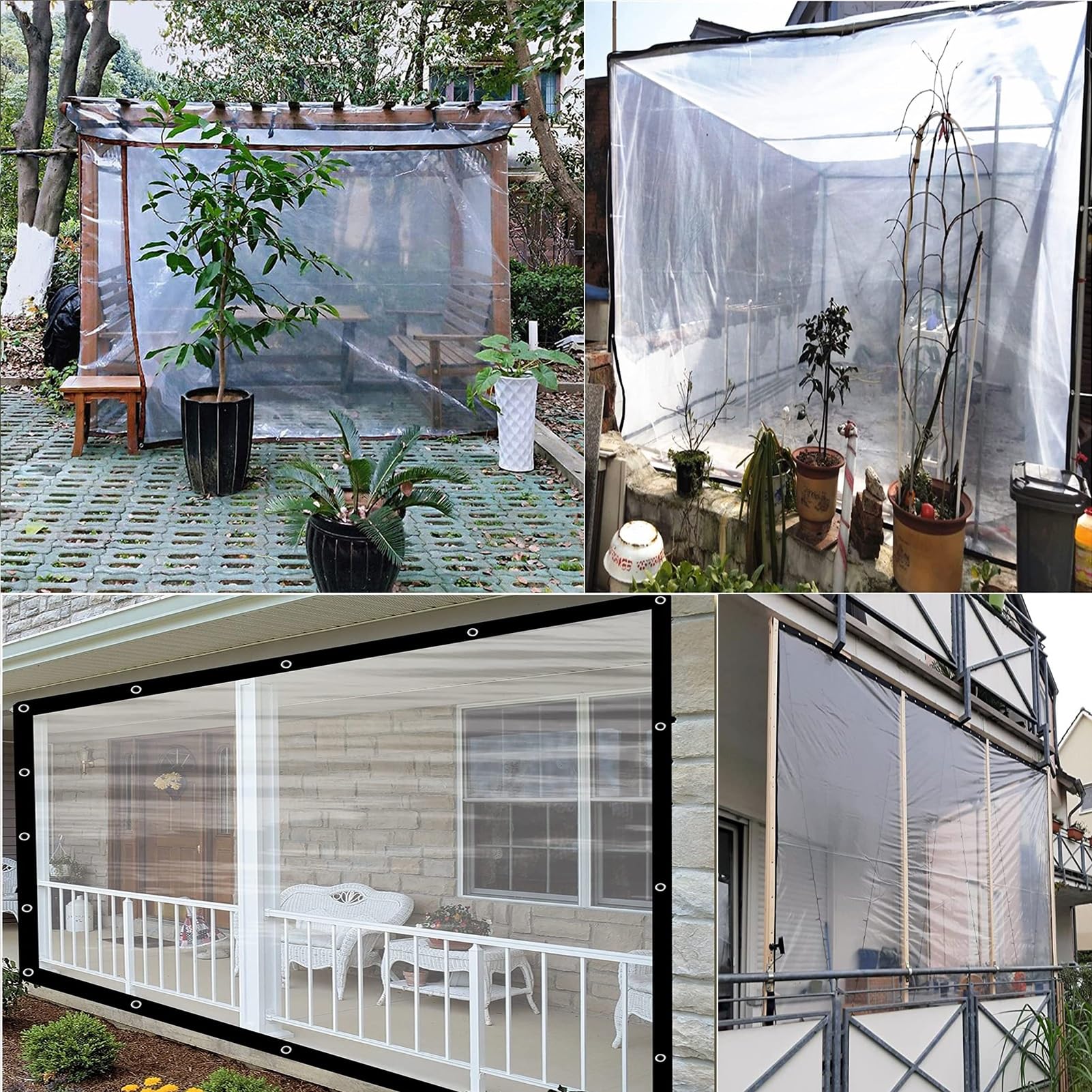 Tenda Trasparente Terrazzo Tende for Gazebo Impermeabili Pannelli Laterali con Occhielli Tela Cerata Di Plastica, per Giardini, Patio(5x5.5m(16.4x18.04ft