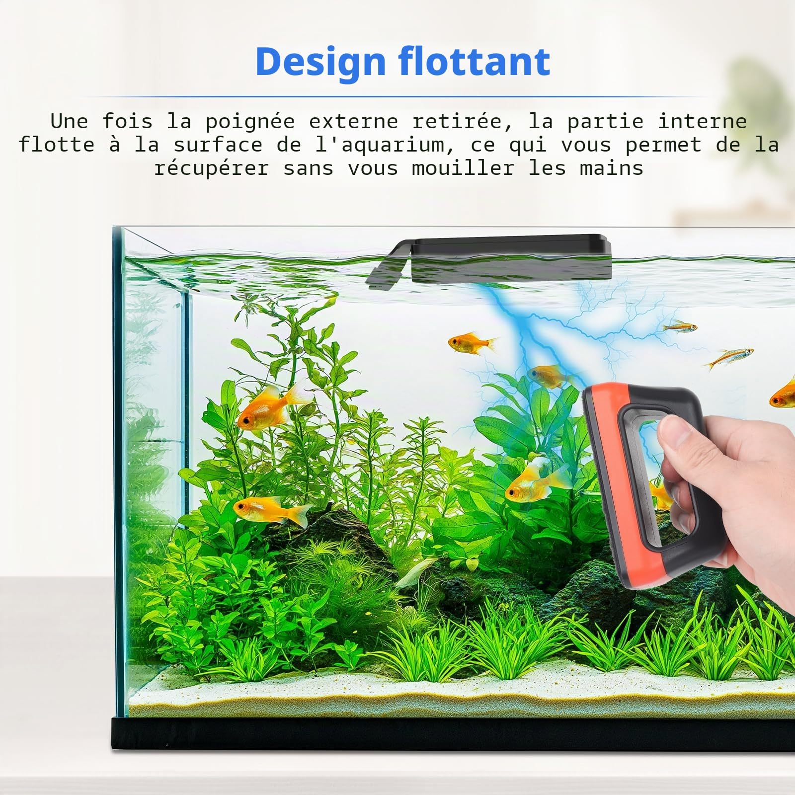 hygger Nettoyage Magnétique Vitre Aquarium, Brosse Aquarium Aimant Nettoyage Vitre avec Grattoir Amovible, Aquarium Magnet Cleaner for Freshwater and Saltwater Aquariums(L)