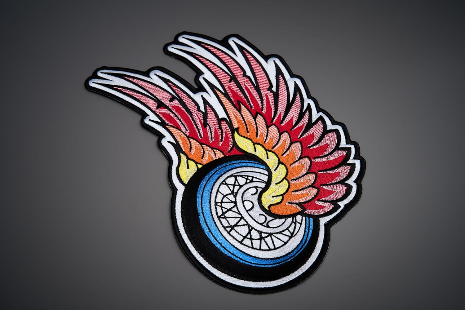 Flying Wheel Large Back Embroidered Patch for Vest/Iron-on/Sew on
