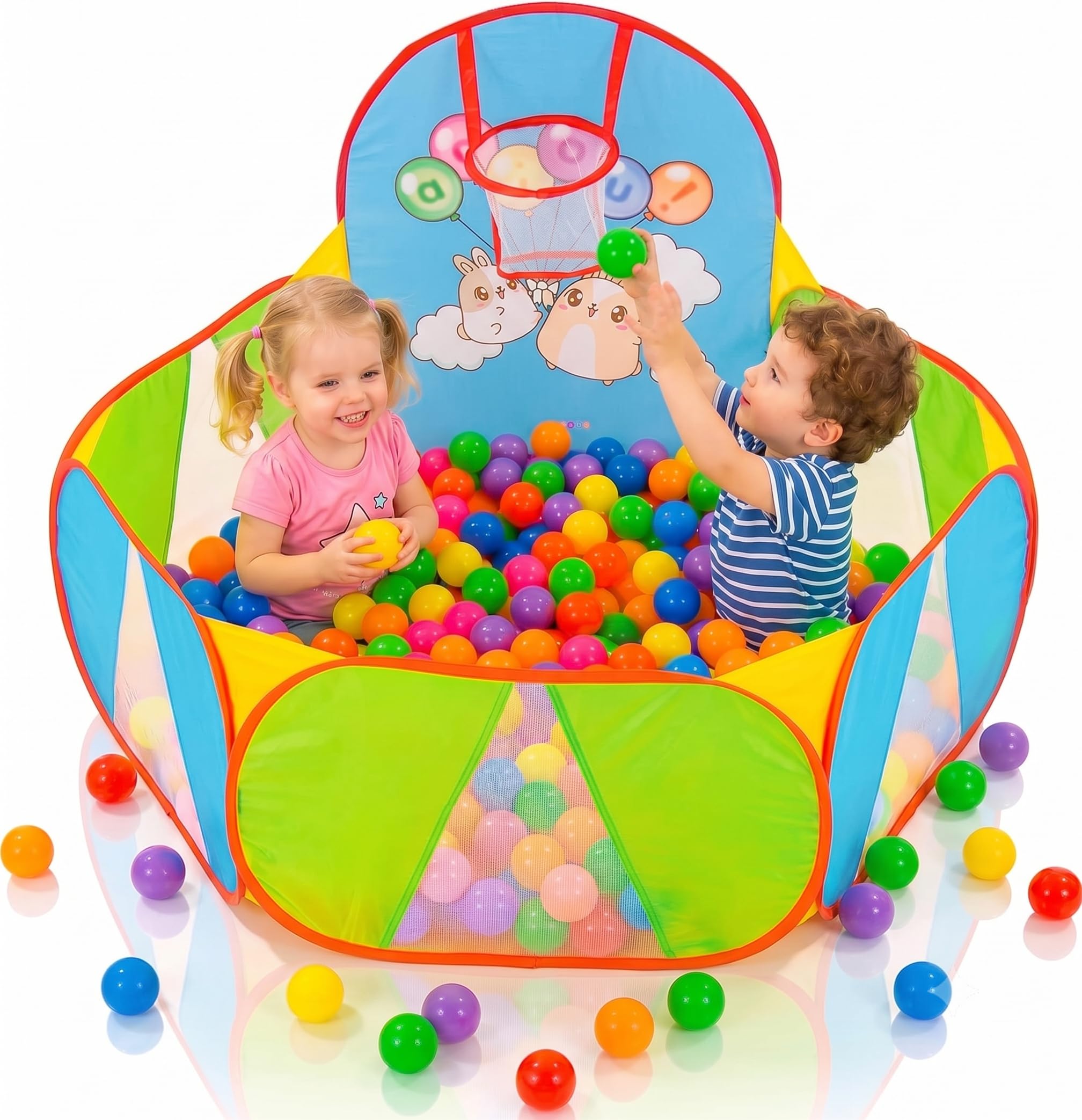 Piscina de Bolas: Parque Infantil con Piscina Bolas: Mini Canasta Baloncesto