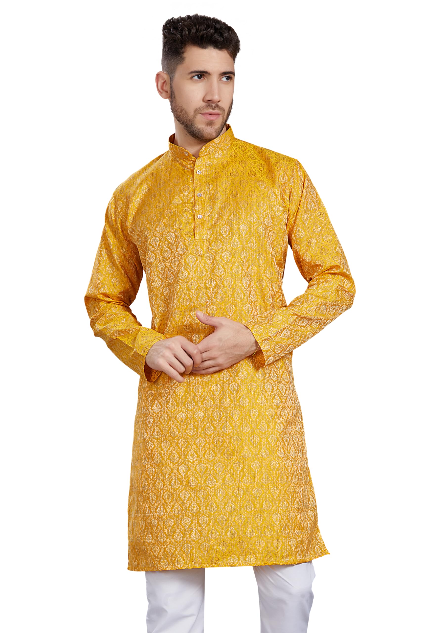 divisive Men's Banarasi Jecquard Silk Blend Only Slim Fit Kurta-picture-31
