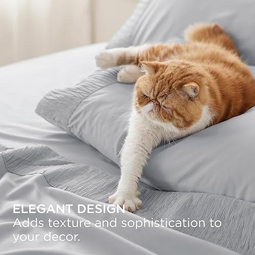 Miniatura 4 de Bedsure - Juego de sábanas para cama de tamaño California King, de color gris claro, suave juego de sábanas que incluye fundas de almohada, 4