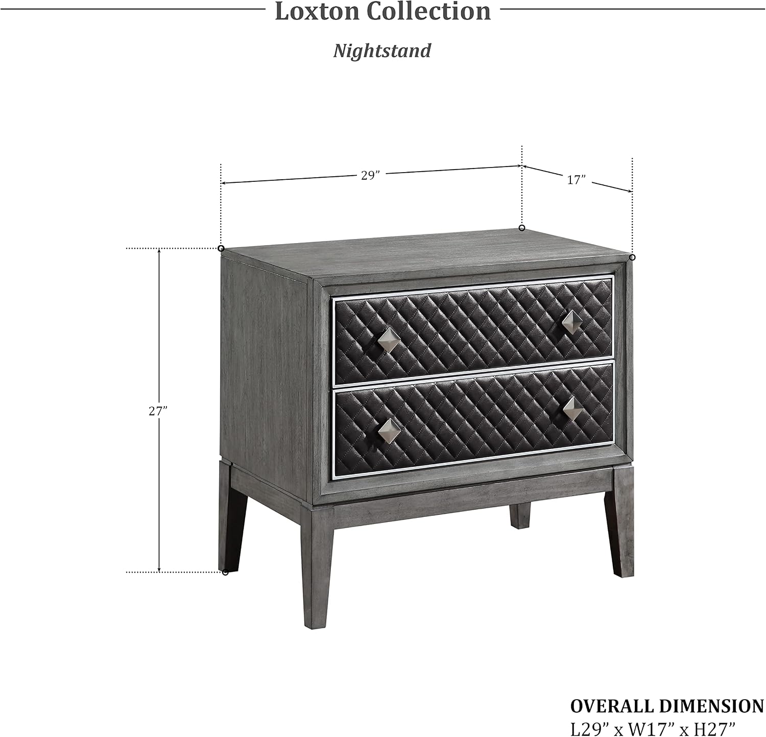 Lexicon Loxton 2-Drawer Nightstand, Wire Brushed Gray