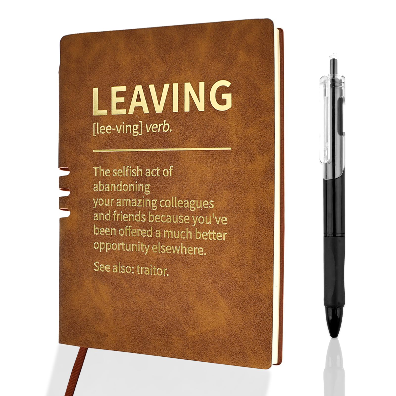 Mitibet Leaving Gifts for Colleagues, Funny New Job Gift for Women Men, Traitor Definition Notebook and Pen Set, Work Bestie Good Luck Present, Office Humour Gag Gifts, A5 Lined Journal