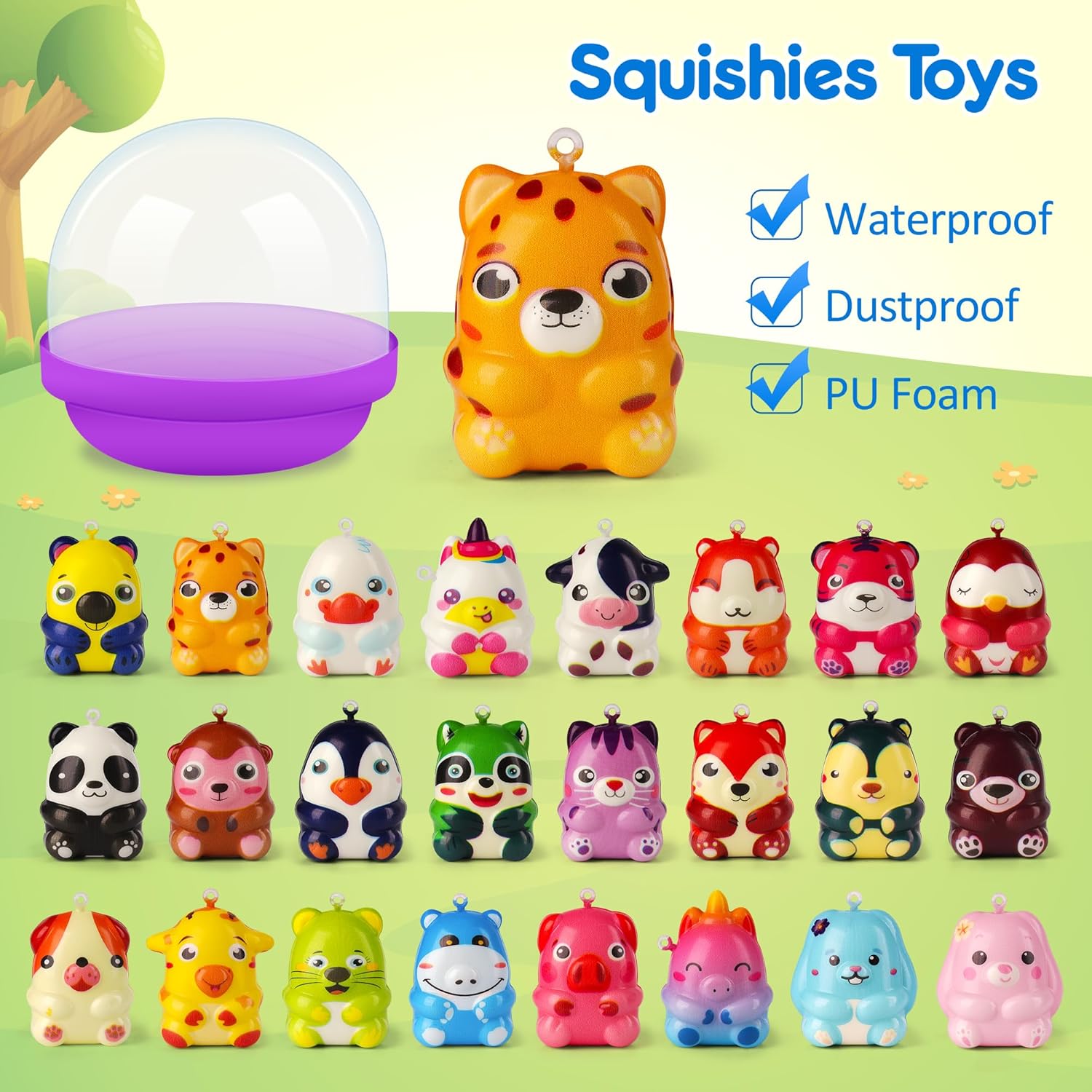 Mocoosy 24 Pack Animal Squishy Toys for Kids Party Favors, Easter Basket Stuffers Bulk, Birthday Goodie Bag Stuffers, Classroom Carnival Prizes, Treasure Chest & Claw Machine Toys Gift for Boys Girls