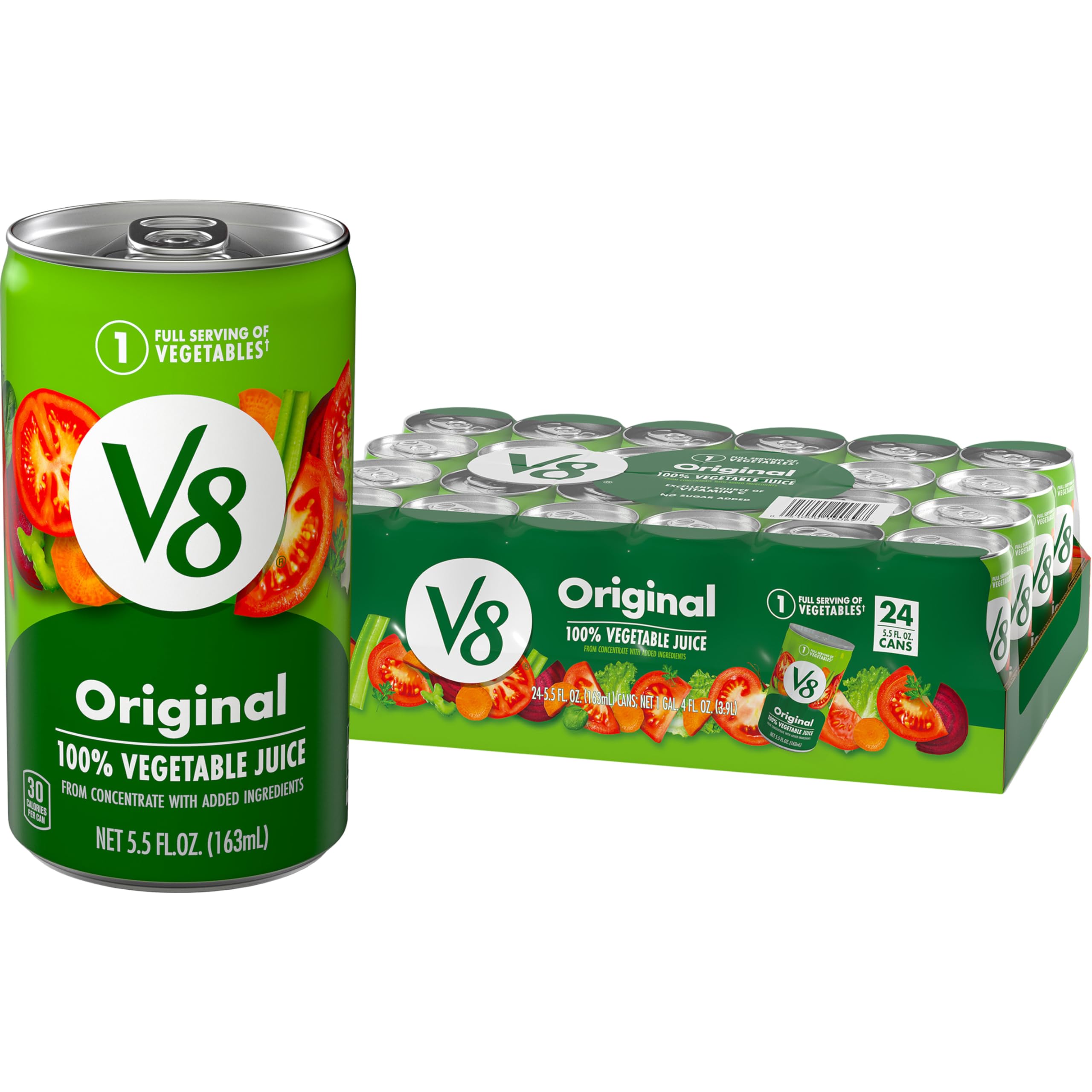 V8 Original 100% Vegetable Juice, Vegetable Blend with Tomato Juice, 5.5 FL OZ Can (Pack of 24)