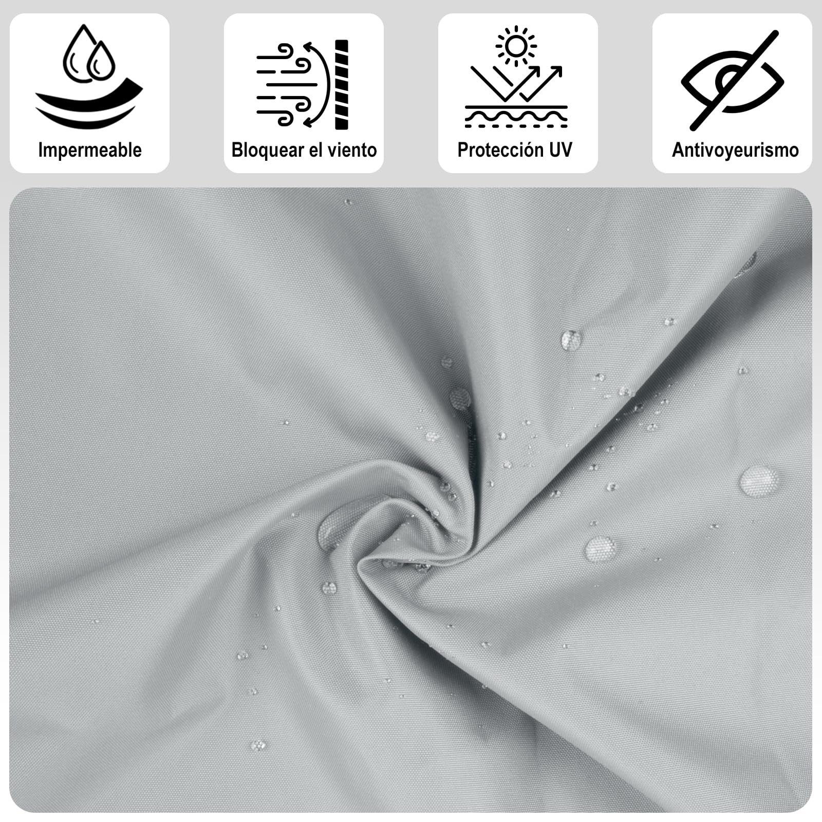 Cool Area Pantalla Privacidad para Balcón 100x200 cm Impermeable Malla de Ocultacion Protección Opaca para Jardín Exterior Terraza,Protección UV,Resistente al Viento,con Ataduras de Cables,Grey - 3