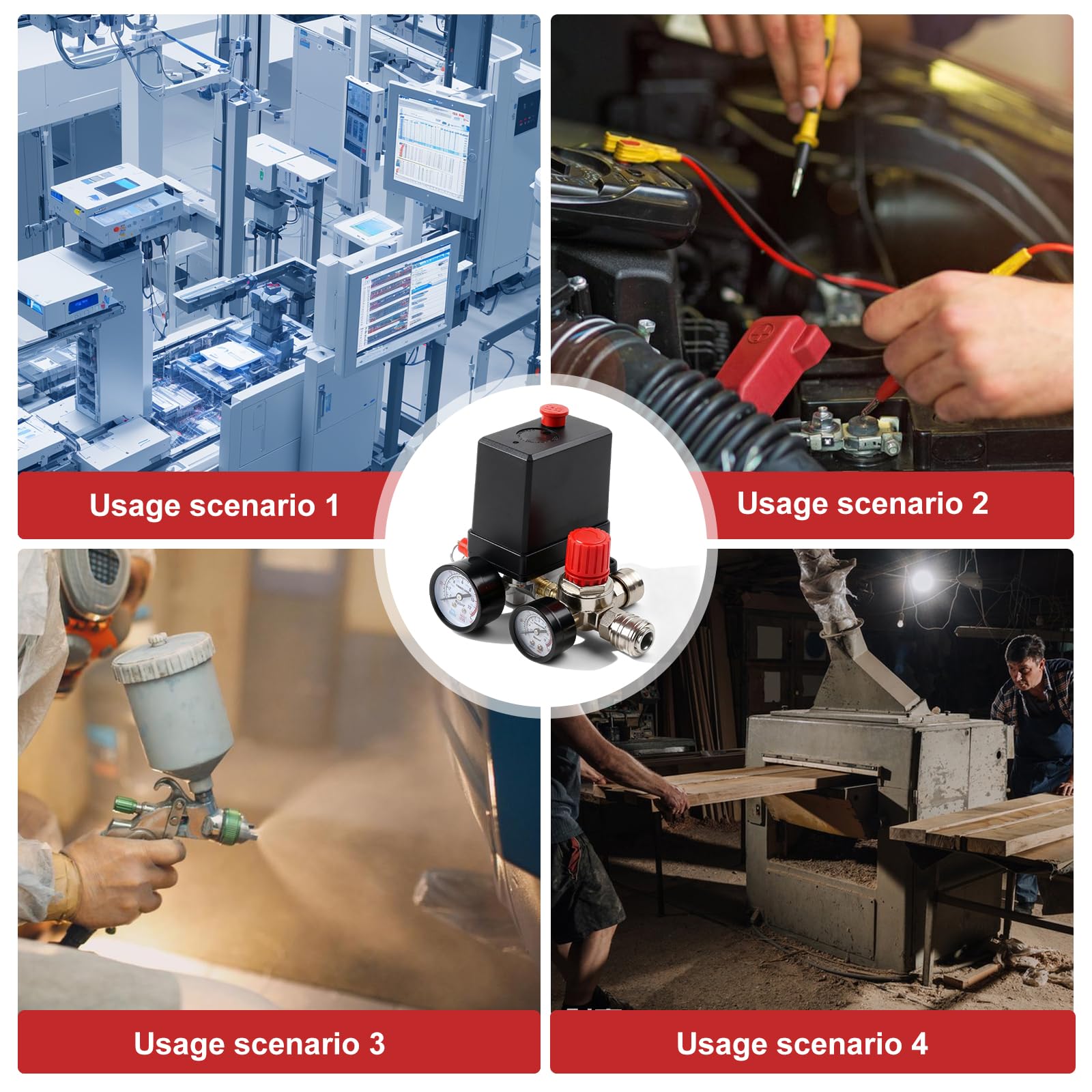 Regolatore di pressione, pressostato per compressore, 220V 120psi, interruttore compressore con manometro, valvola di regolazione e valvola di sicurezza, regolatore interruttore compressore, valvola