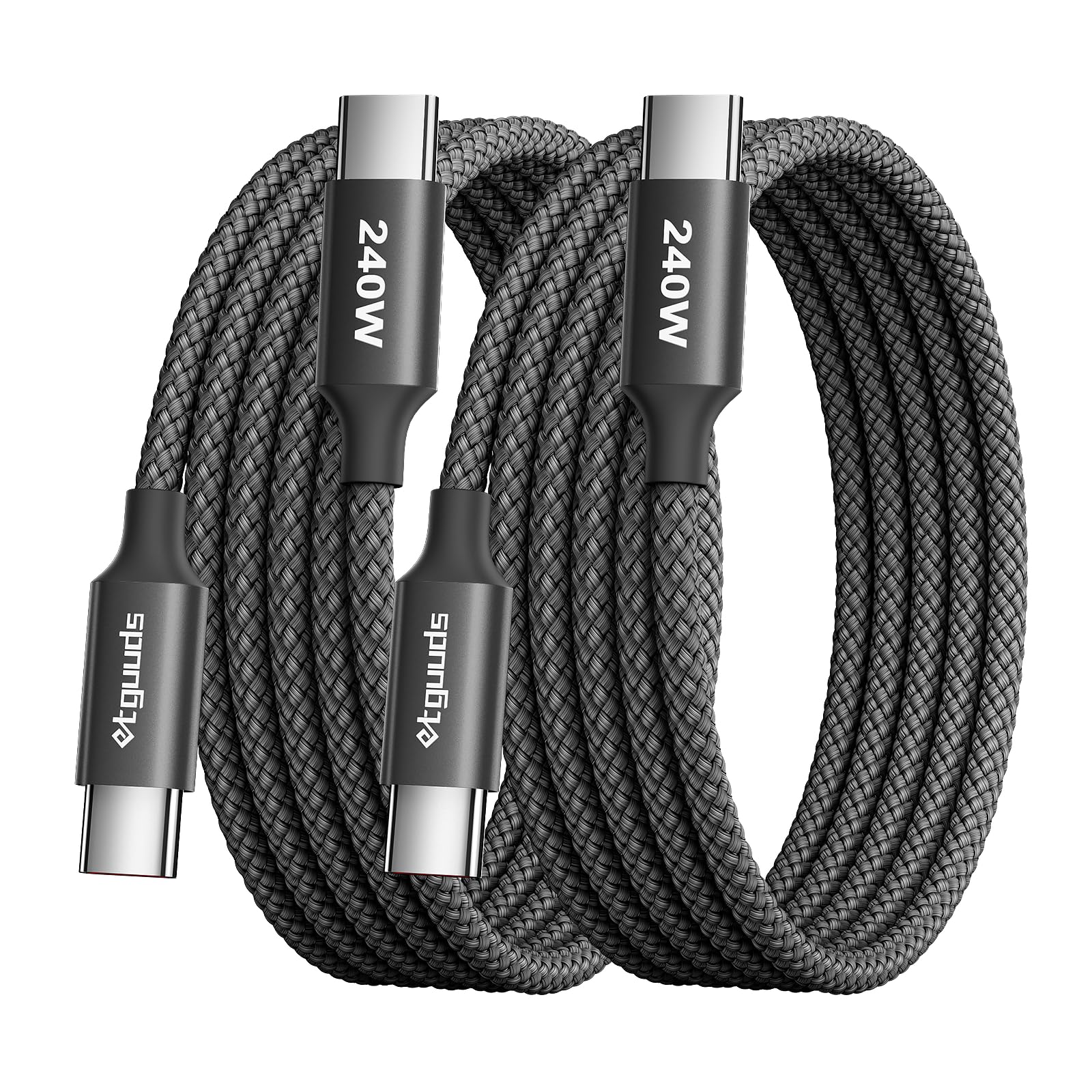 etguuds 240W USB C to USB C Cable 6ft, 2-Pack, Super Fast Charging Type C Charger Cord for iPhone 17 16 15 Series, Samsung Galasy S25 S24, for MacBook iPad Steam Deck Switch USBC Laptop