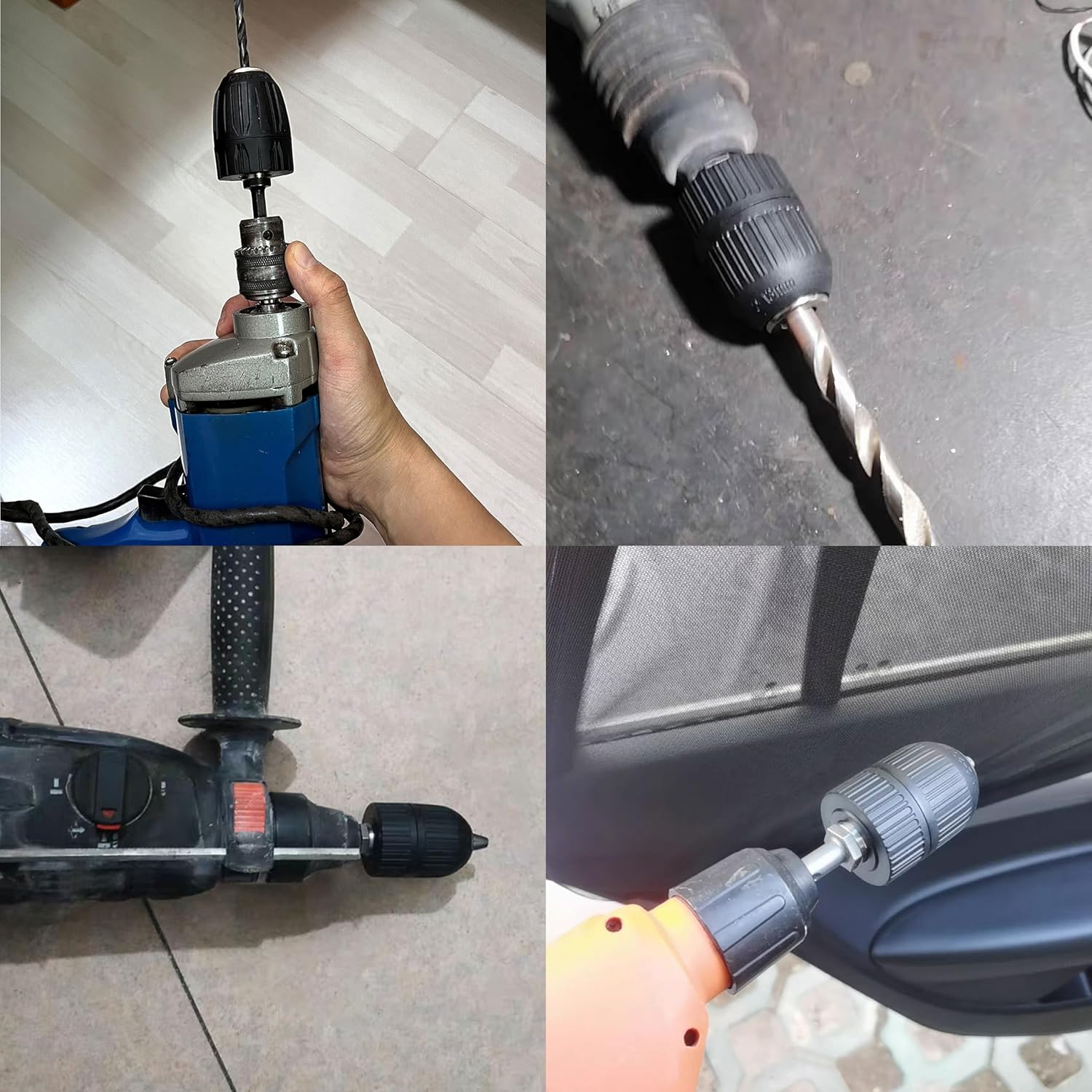 HFS(R) Keyless Drill Chuck with SDS Plus Shank Adaptor Quick Release Tool Conversion Tool 1/16"-1/2" (2-13mm) Capacity 1/2-20 UNF Mount