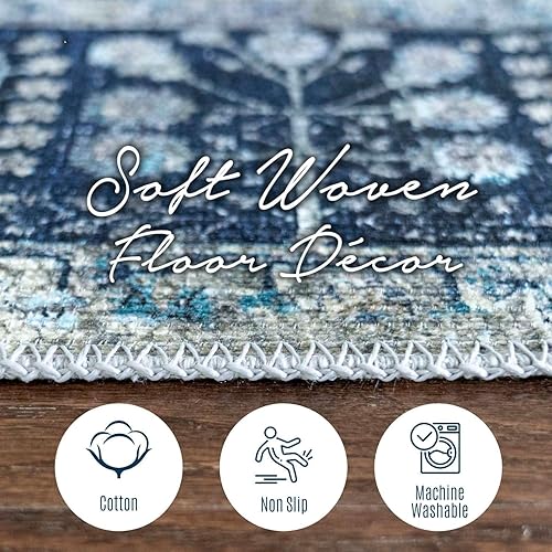 Miniatura 3 de Softwoven Rugs - Alfombra redonda de 5 pies, lavable a máquina, 90% algodón, antideslizante, apta para familias y mascotas, resistente a las