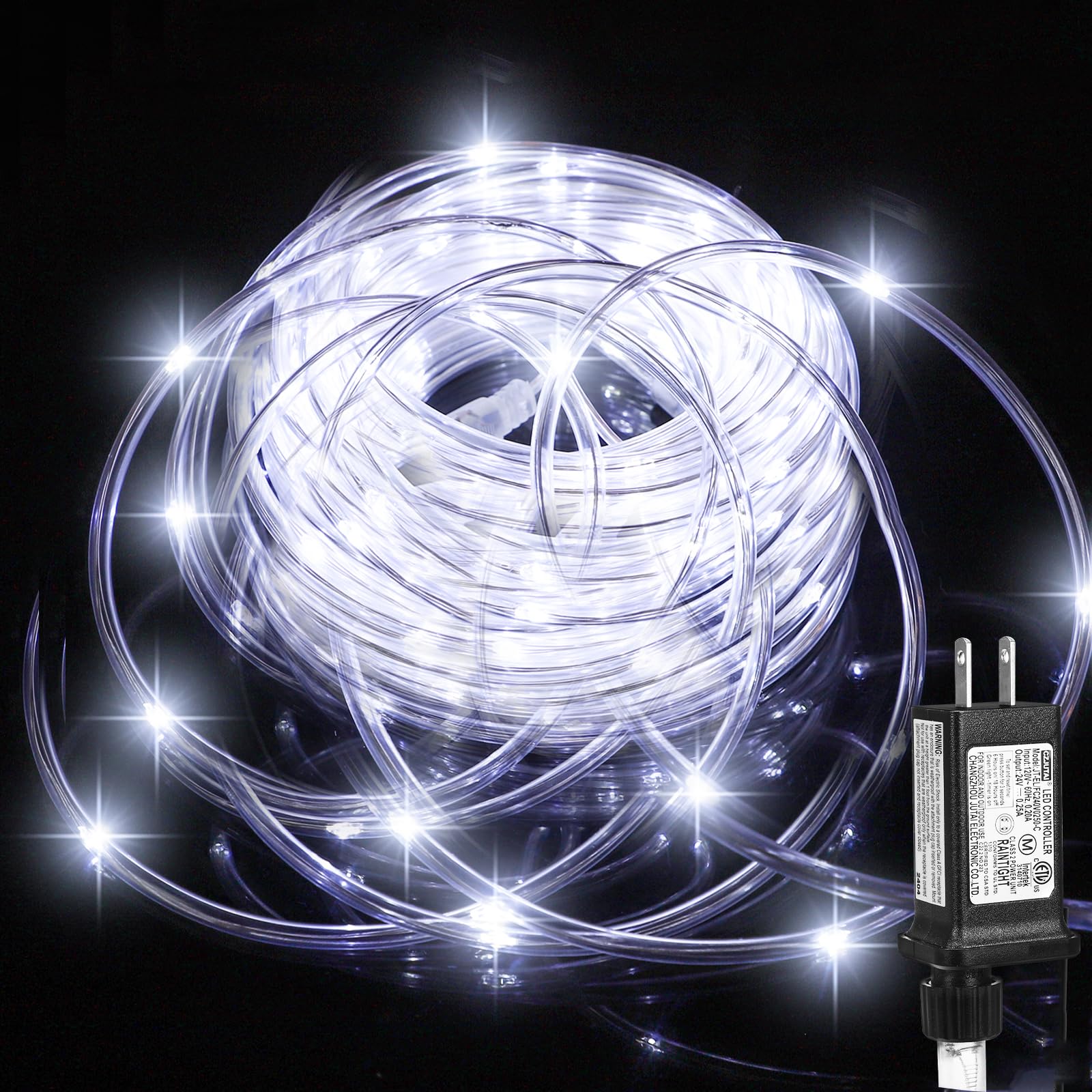 Photo 1 of (New) Rope Lights Outdoor, 33FT 100LED 8 Light Modes Outdoor Tube Lights, IP65 Waterproof Copper Fairy String Lights for Garden Yard Porch Home Wedding Party New Year Holiday Decoration - White