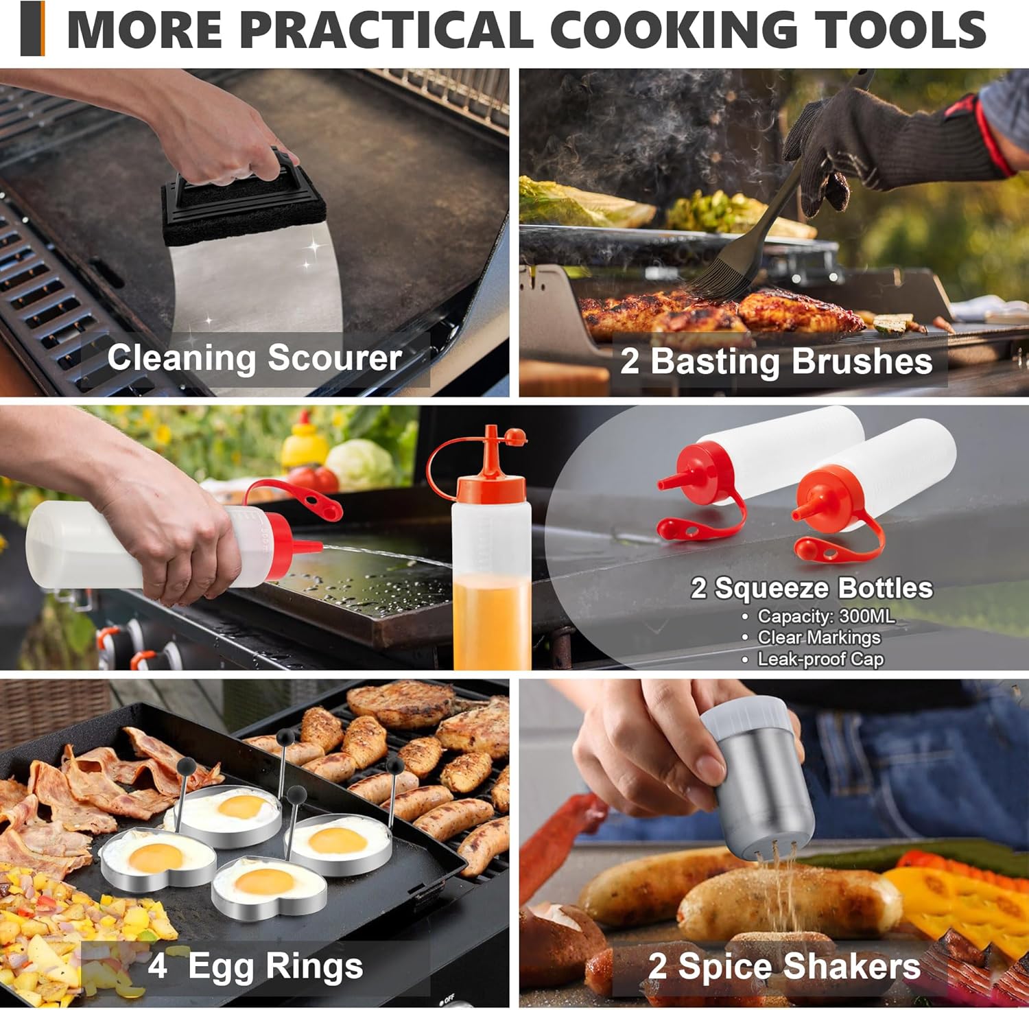 35Pcs Griddle Accessories Kit for Blackstone, Joyfair Flattop Grilling Accessory Tool Set with Stainless Steel Griddles Spatula Smash Burger Press Basting Cover Hamburger Patty Maker for Outdoor BBQ