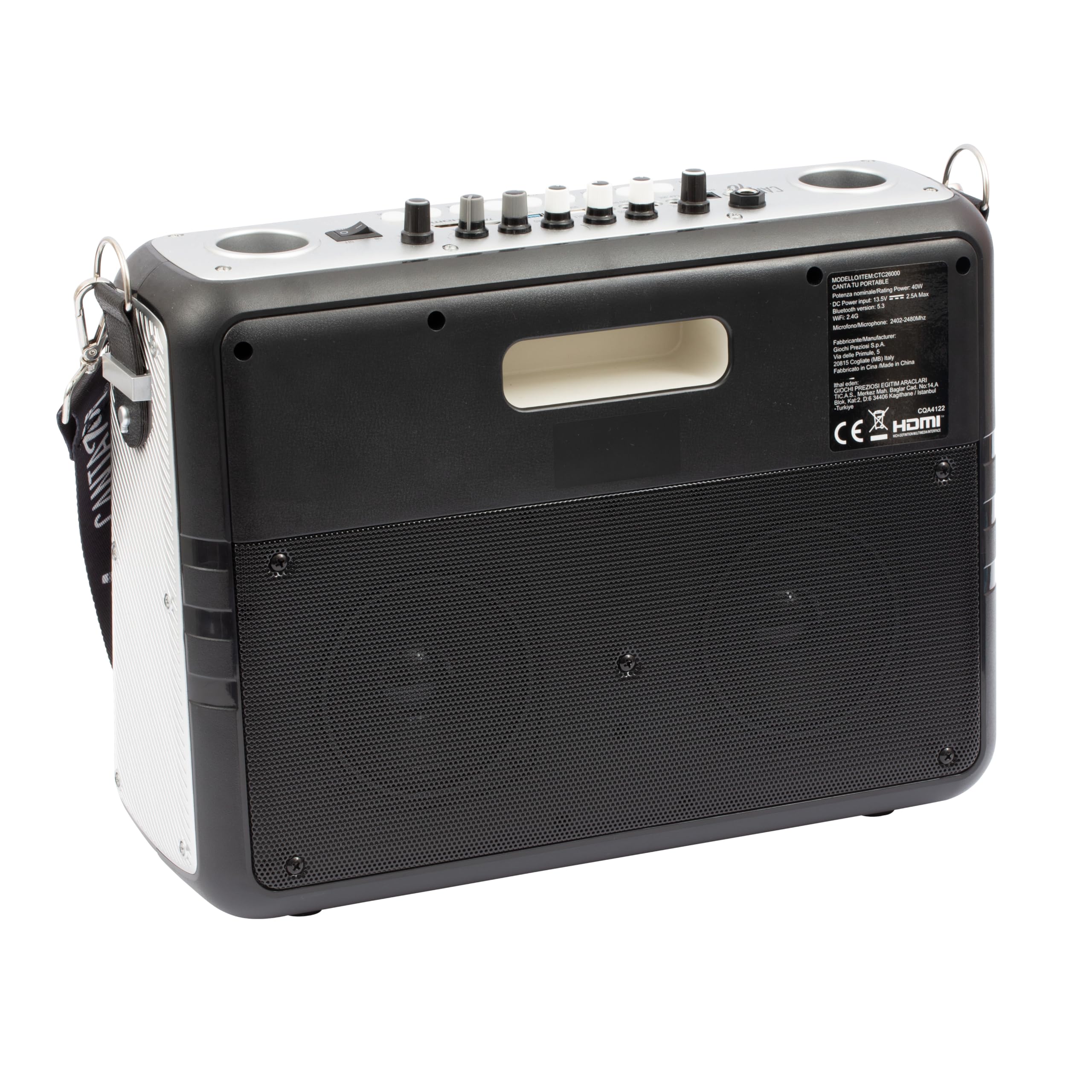 Canta Tu Karaoke Portatile 2024 - Karaoke Portatile Senza Fili Con Microfono Wireless,Tracolla, Ampio Display Touch, Connessione Wi-Fi, Effetti Vocali, Batteria Ricaricabile, Voice Changer, Argento