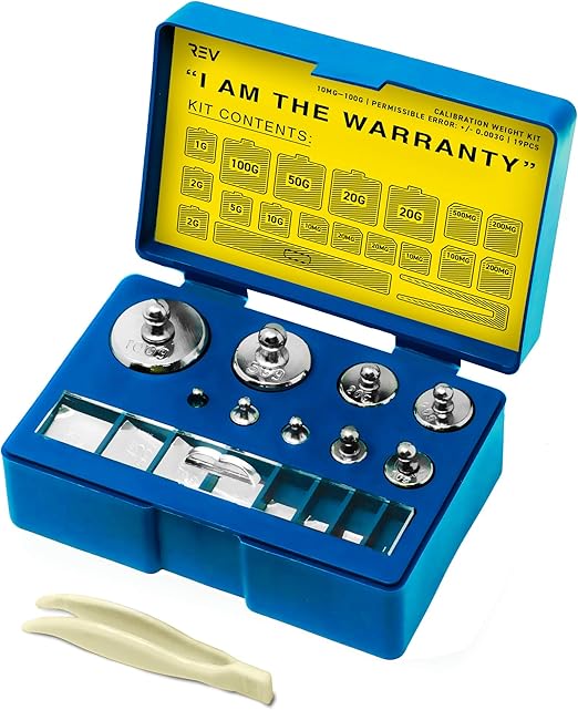 19 pcs Calibration Weight Set 100g – 10mg With Tweezers And Presentation Box For Accurate Precision Balancing Of Digital, Jewellery, Diamond, Pocket, Laboratory And Other Scales