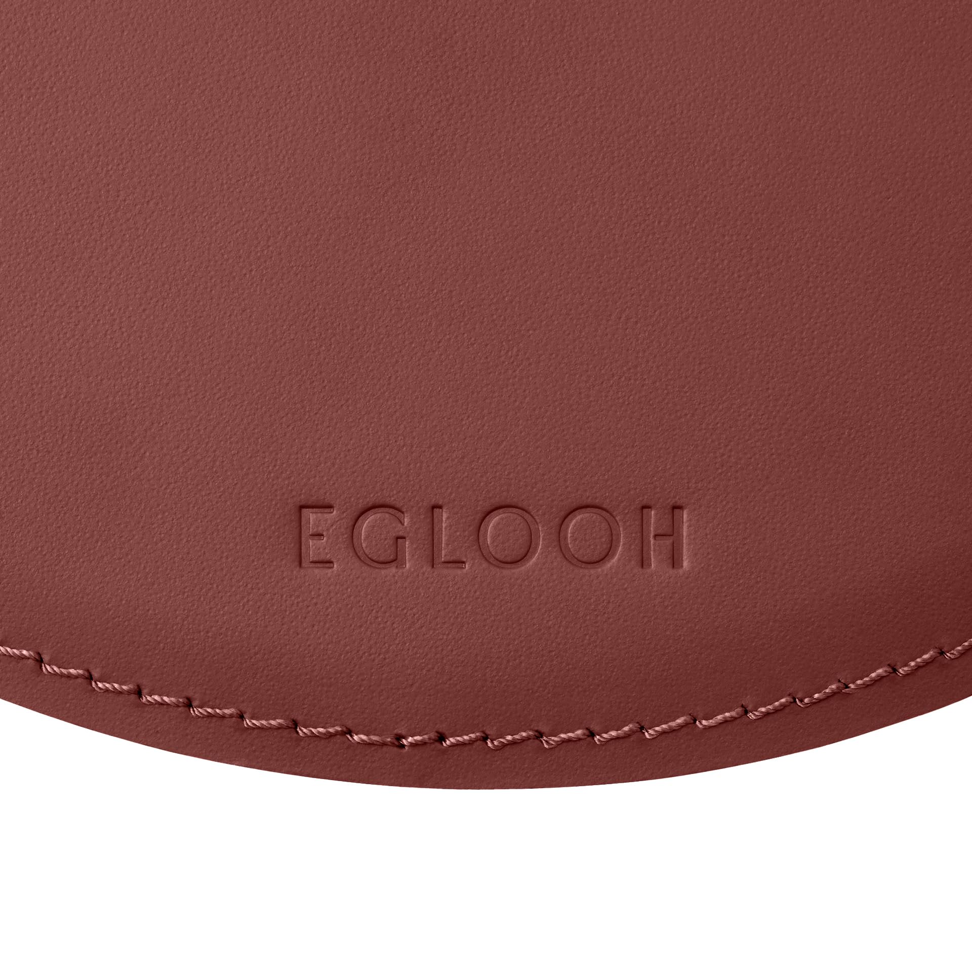 eglooh - Atlante - Tapis de Souris Rond en Cuir Rouge Bordeaux cm 23x23 - Tapis Souris pour Bureau avec Coutures Artisanales et Fond Antidérapant - Made in Italy
