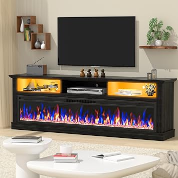Spurgehom 58" Fireplace TV Stand with 52" Fireplace, Fits Up to 65" TV