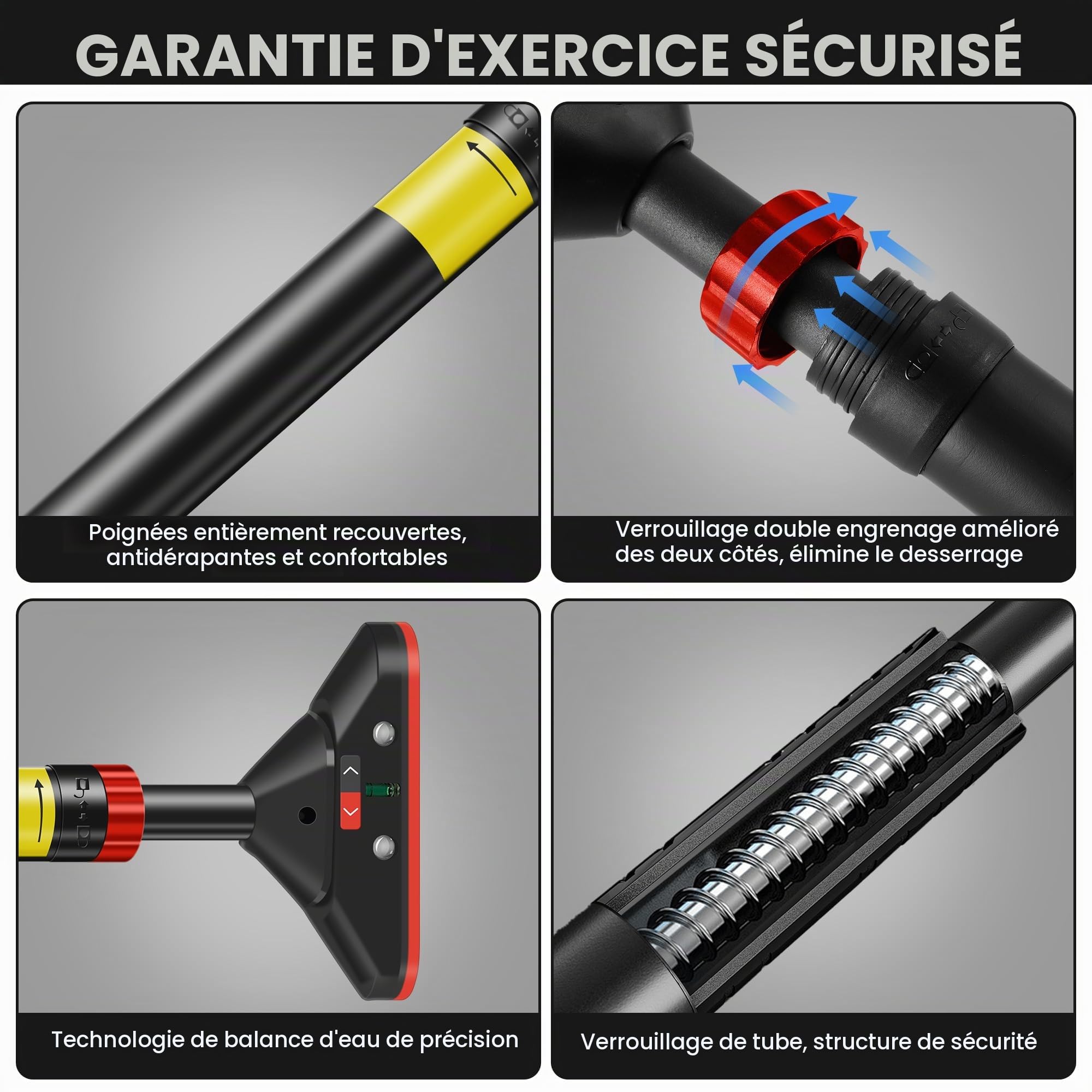 Chinstange de porte, barre de traction Pameil avec capacité de charge jusqu’à 200 kg, barre d’appui sans vis, extensible de 75–94 cm