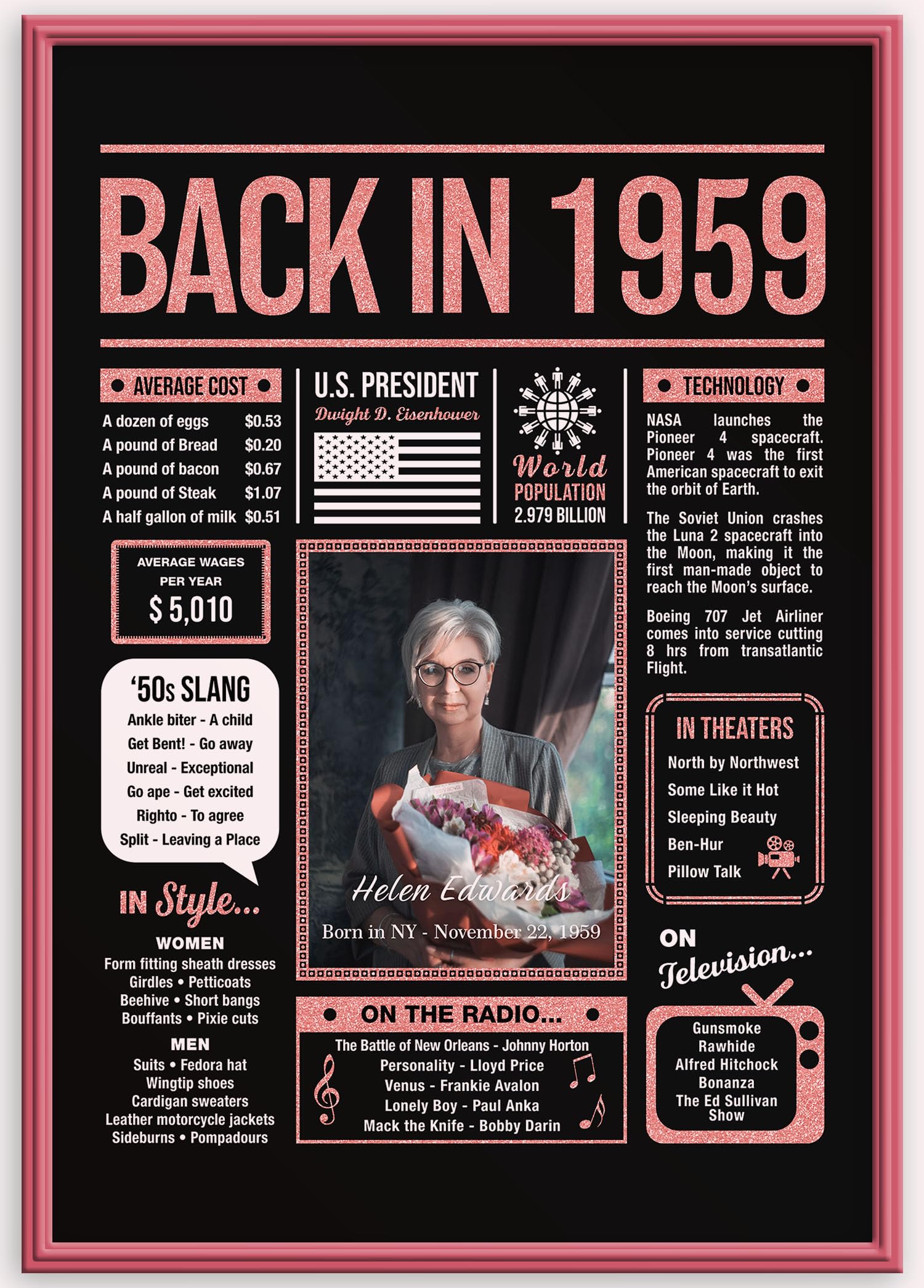 BIRTH バース ポスター B2 1980年代 Amazon.com: Back in 1959 Birthday Decorations Poster Sign, Born in