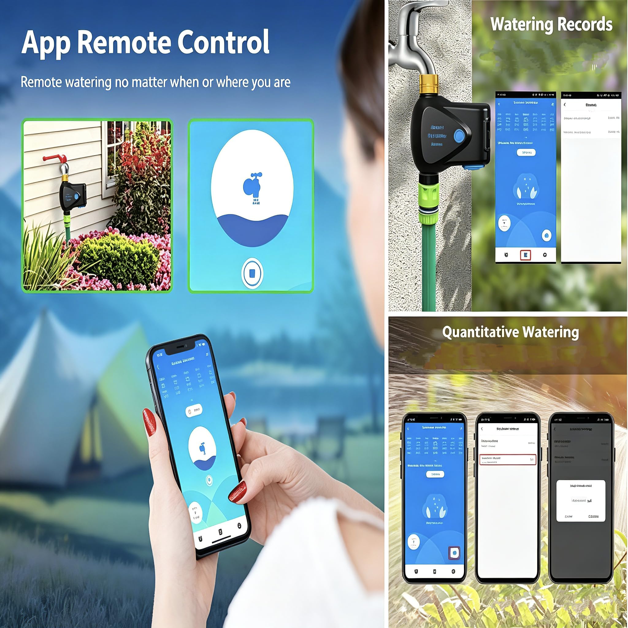 Smart Home - Timer per irrigazione Wi-Fi, computer di irrigazione, regolatore intelligente di irrigazione da giardino per tubi, compatibile con TUYA, IP65 impermeabile con ritardo della pioggia per il
